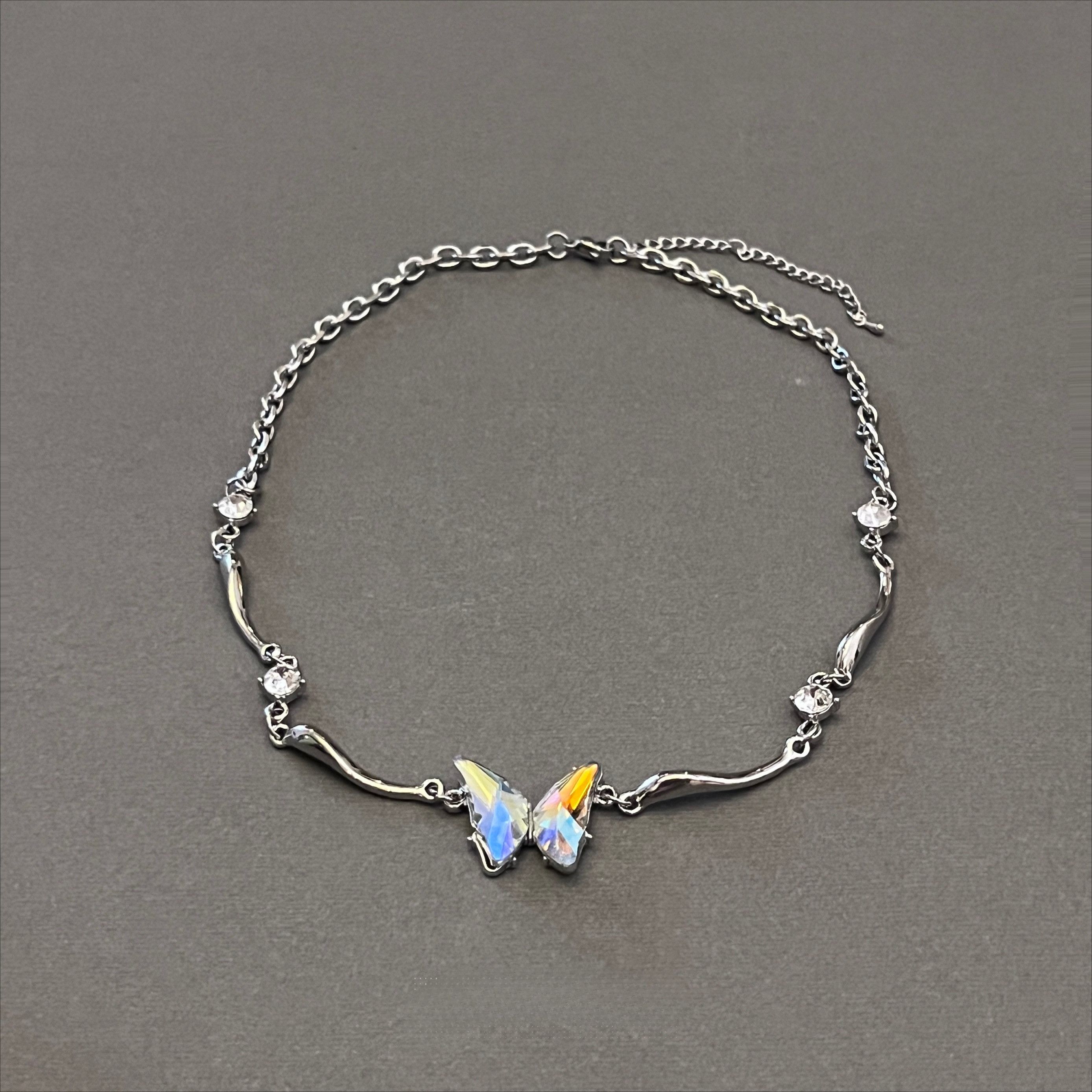 Jewelry × Vintage Gradient butterfly collarbone chain titanium steel necklace Size ONE SIZE - 3 Thumbnail