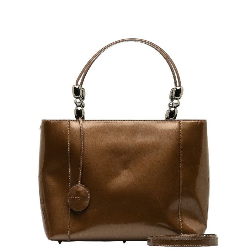 image of Dior Malice Patent Tote Bag in Brown, Women's
