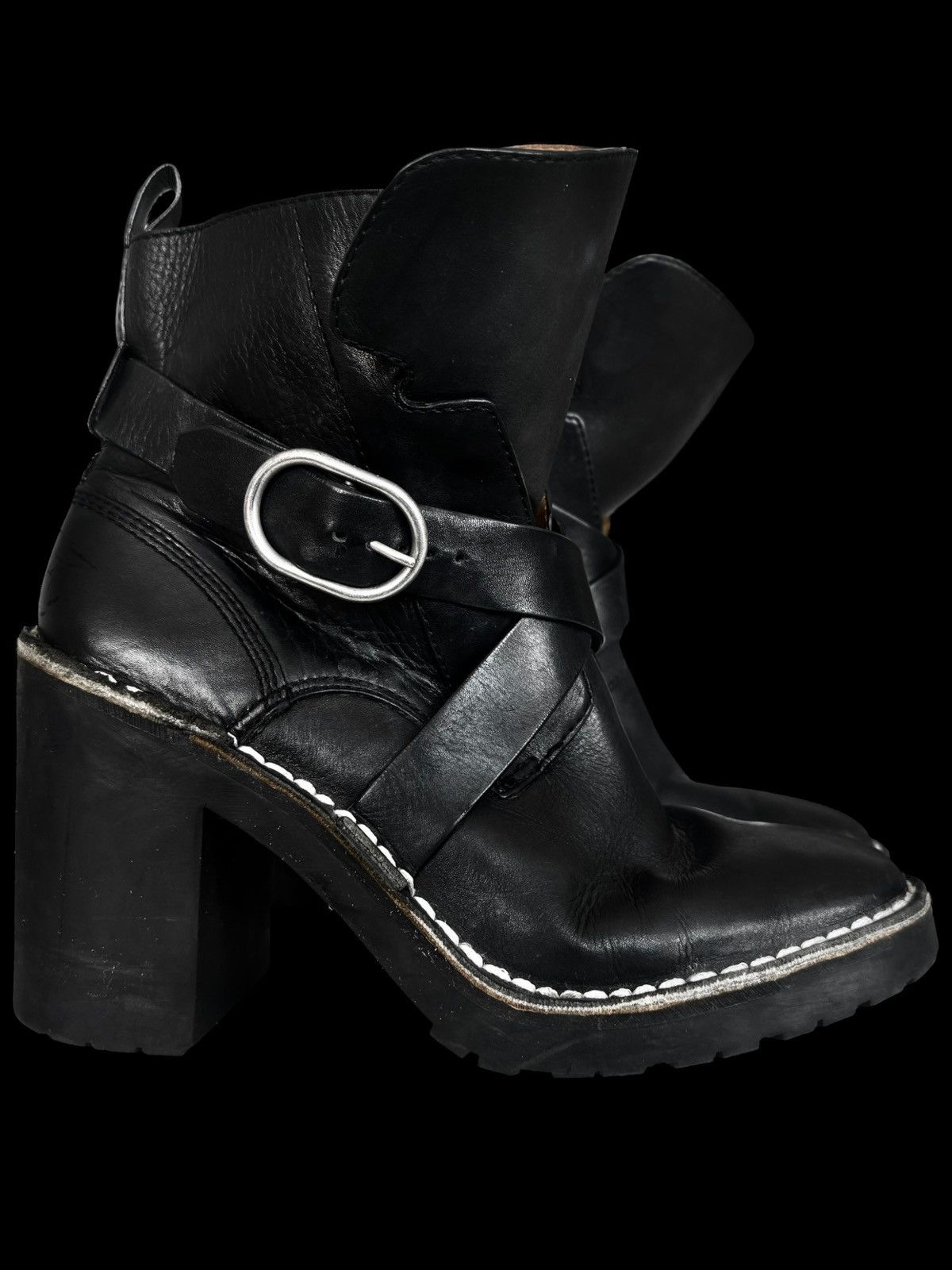 Allsaints AllSaints Chunky Heel Harness Boots Black Leather Size US 9 / IT 39 - 4 Thumbnail