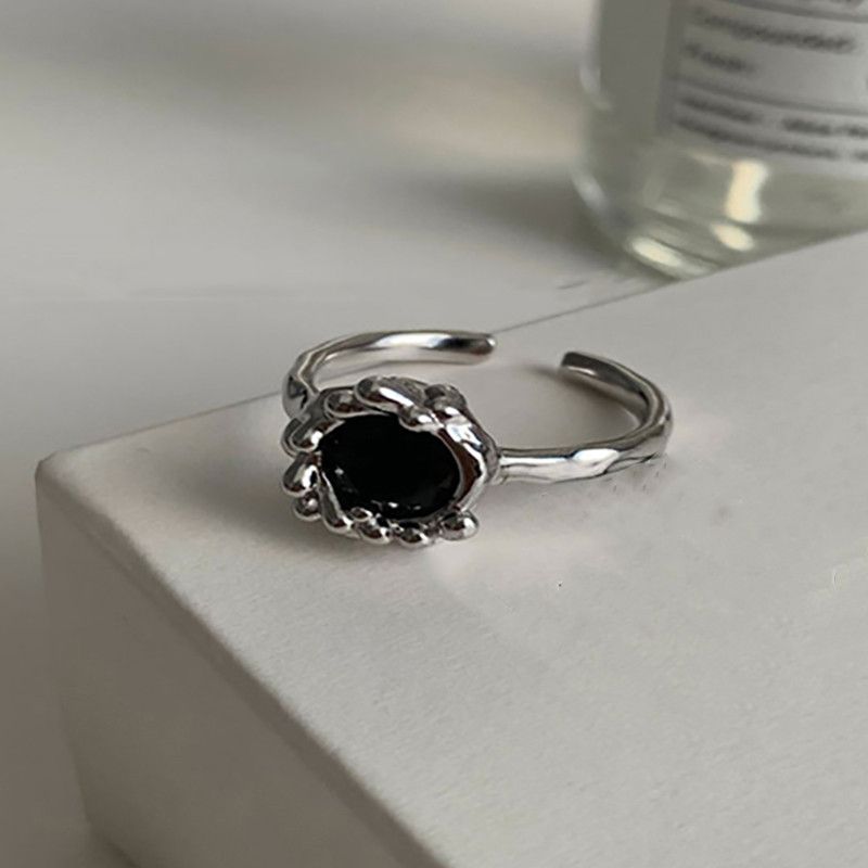 Jewelry Black Zircon Cuff Ring Size ONE SIZE - 2 Thumbnail