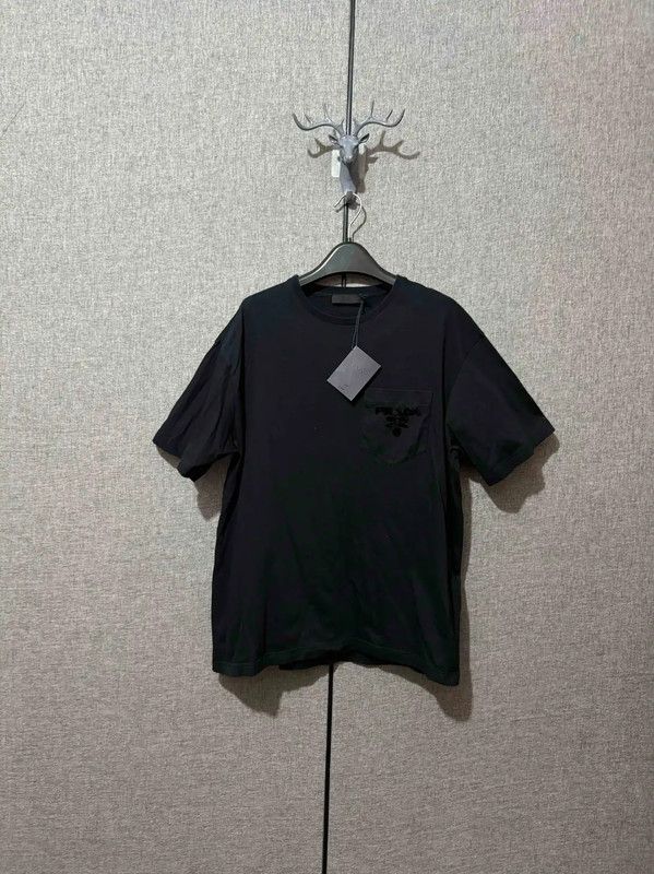 Prada Prada Black Cotton Logo T-shirt for Men Size US L / EU 52-54 / 3 - 1 Thumbnail