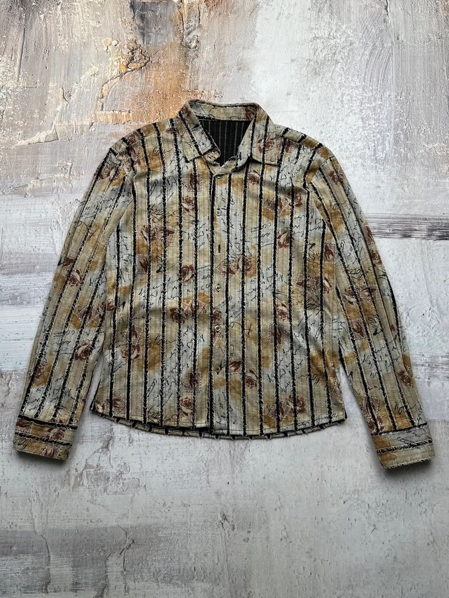 image of Avant Garde x Vintage Distressed Printed Shirt, Men's (Size Medium)