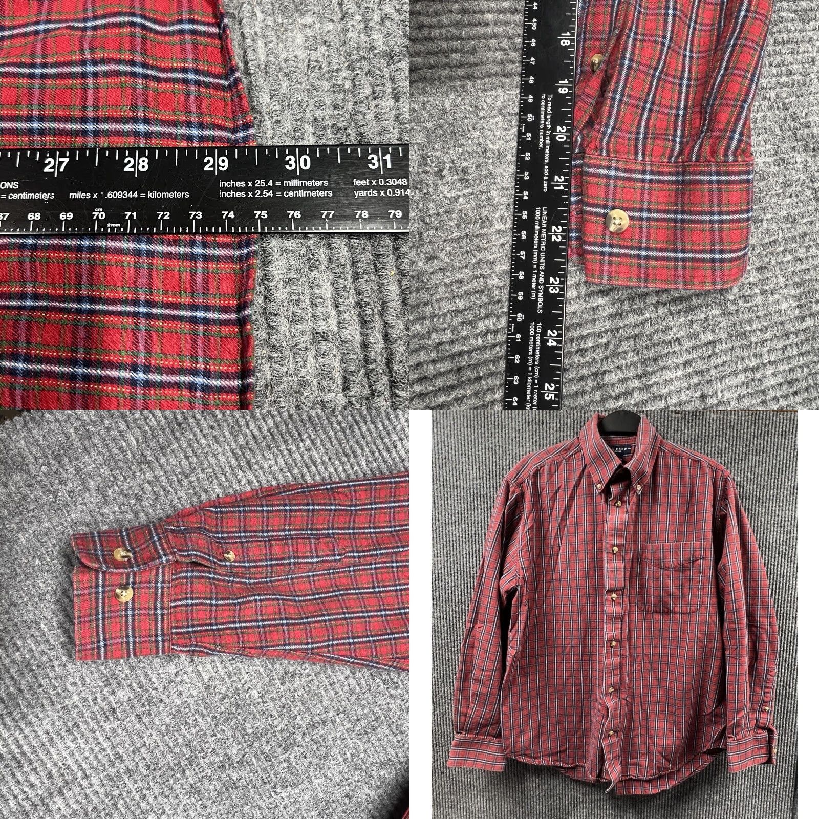 Vintage IVY CREW Mens Button-Up Shirt Plaid Red Wrinkle Resistant Size US M / EU 48-50 / 2 - 8 Thumbnail