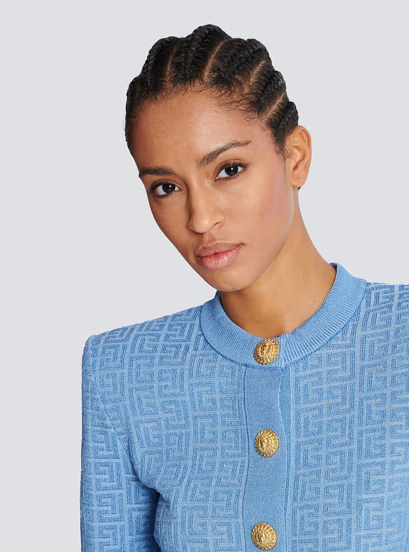Balmain o1s1wg111225 Pb Labyrinth Knit Cardigan in Blue Size XL / US 12-14 / IT 48-50 - 6 Thumbnail
