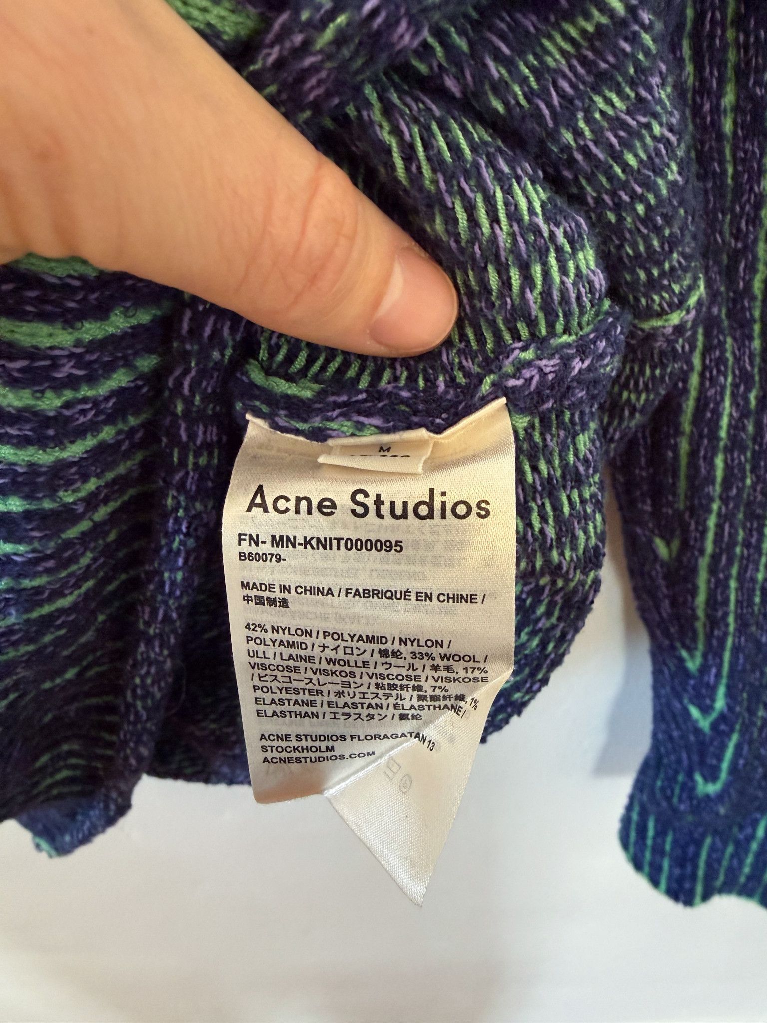 Acne Studios Stripe High Neck Sweater Green/multi Size US M / EU 48-50 / 2 - 8 Thumbnail