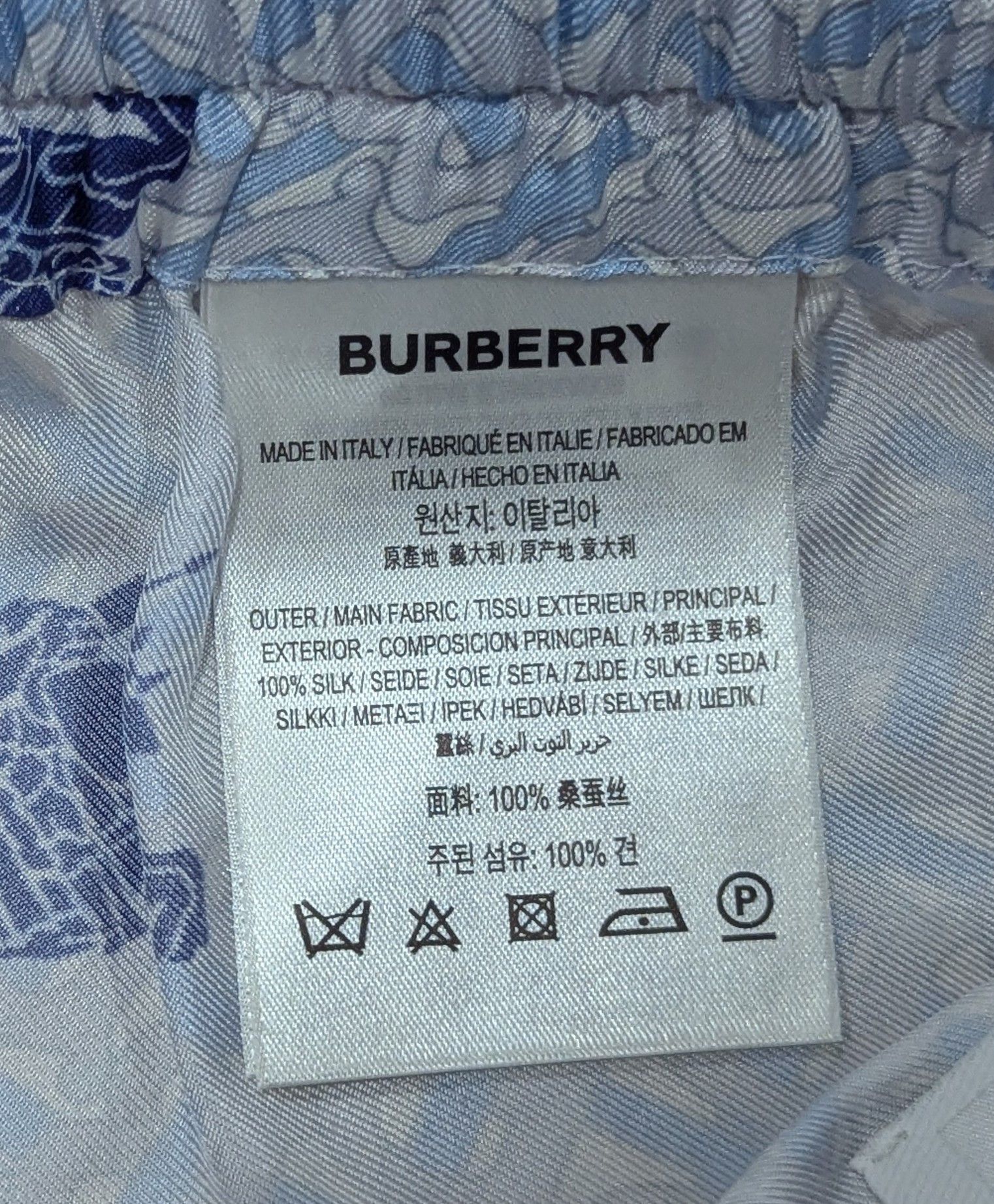 Burberry Burberry Monogram Print Silk Shorts Light Blue/Navy Large Size US 34 / EU 50 - 6 Thumbnail