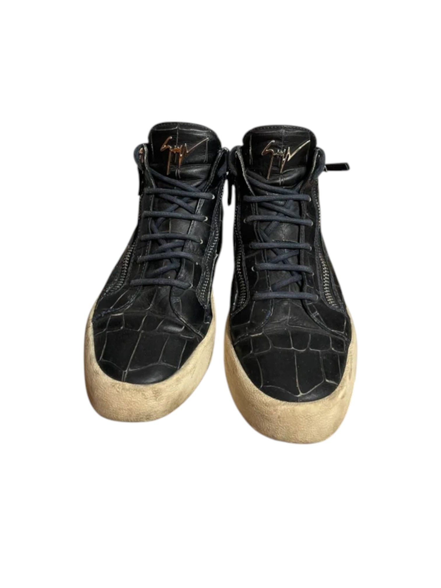 Giuseppe Zanotti Giuseppe Zanotti Croc Embossed Side Zip Sneakers, c.2010s Size US 7 / EU 40 - 3 Thumbnail