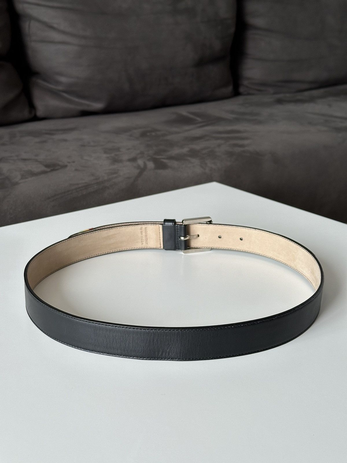 Christian Dior Monsieur DIOR Rasta Black Logo Leather Belt Vintage 2000’ Size: 28-30 Size ONE SIZE - 7 Thumbnail