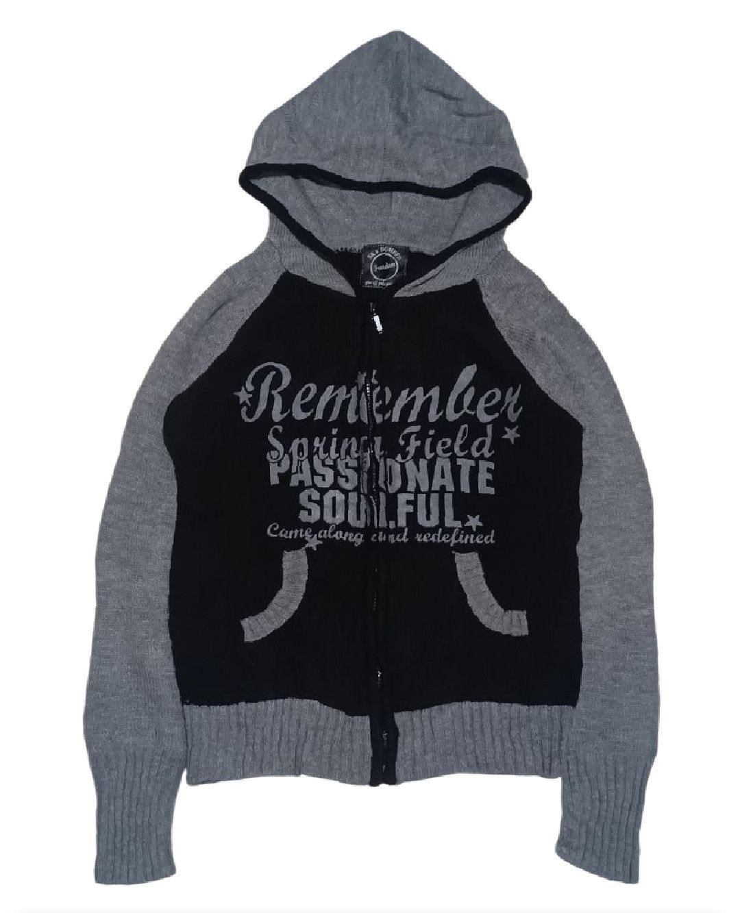 Y2k Sky Bomber Poem Knit Zip Hoodie ifsixwasnine LGB Style