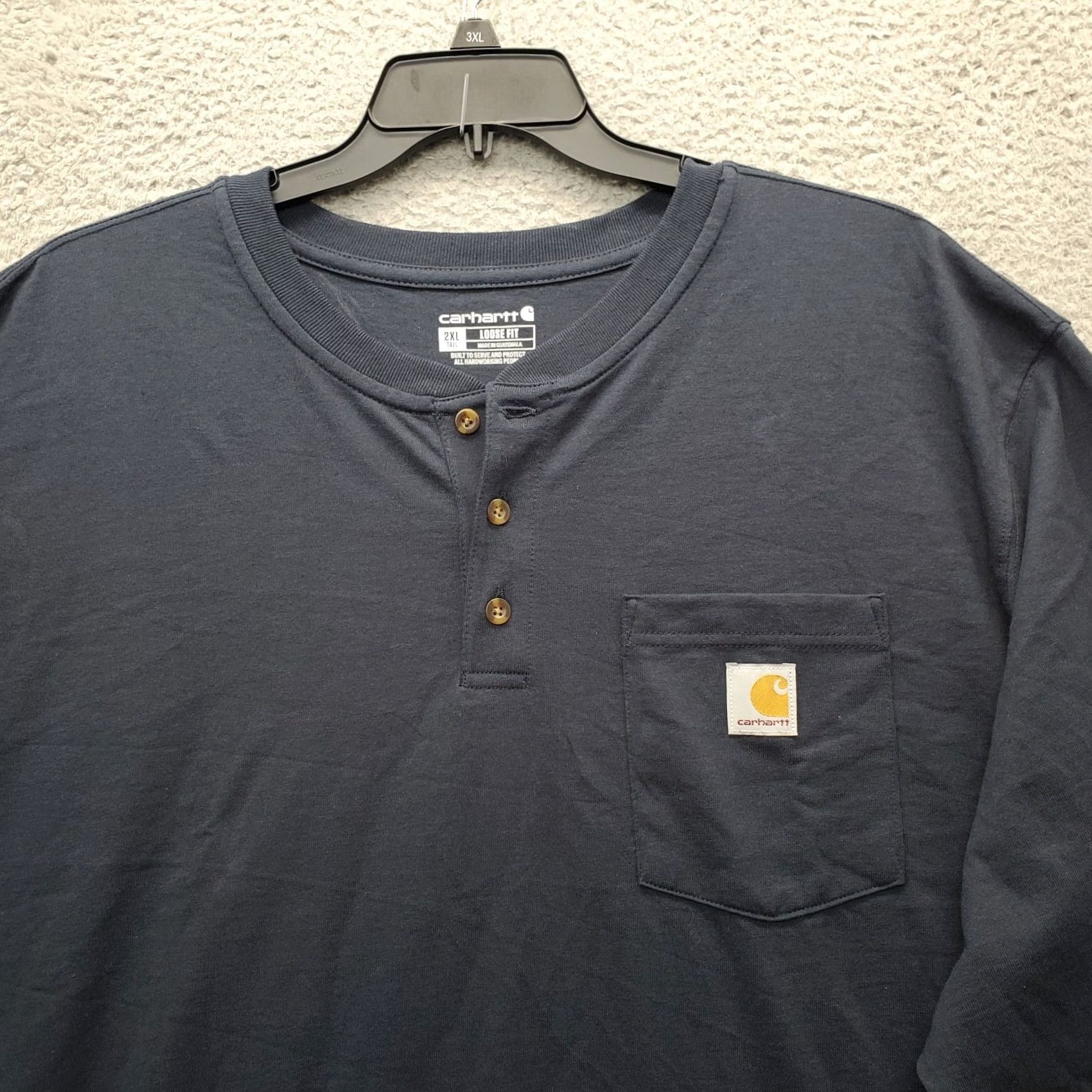 Carhartt Carhartt Men Navy 2XL Henley Long Sleeve Shirt Shirt Mens Size 2XL Navy Henley Button Pockets Size US XXL / EU 58 / 5 - 3 Thumbnail