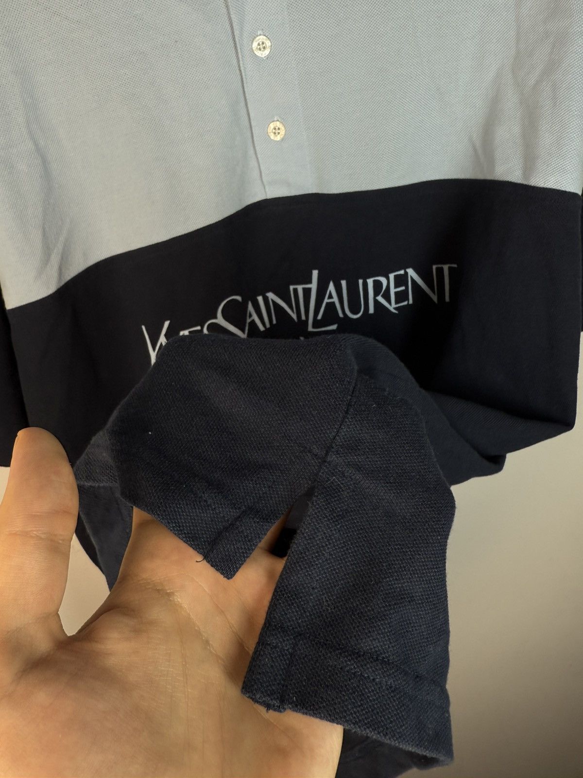 Yves Saint Laurent Blue YSL Polo Shirt Spell Out YSL Shirt Big Logo YSL Tee Size US XL / EU 56 / 4 - 11 Thumbnail