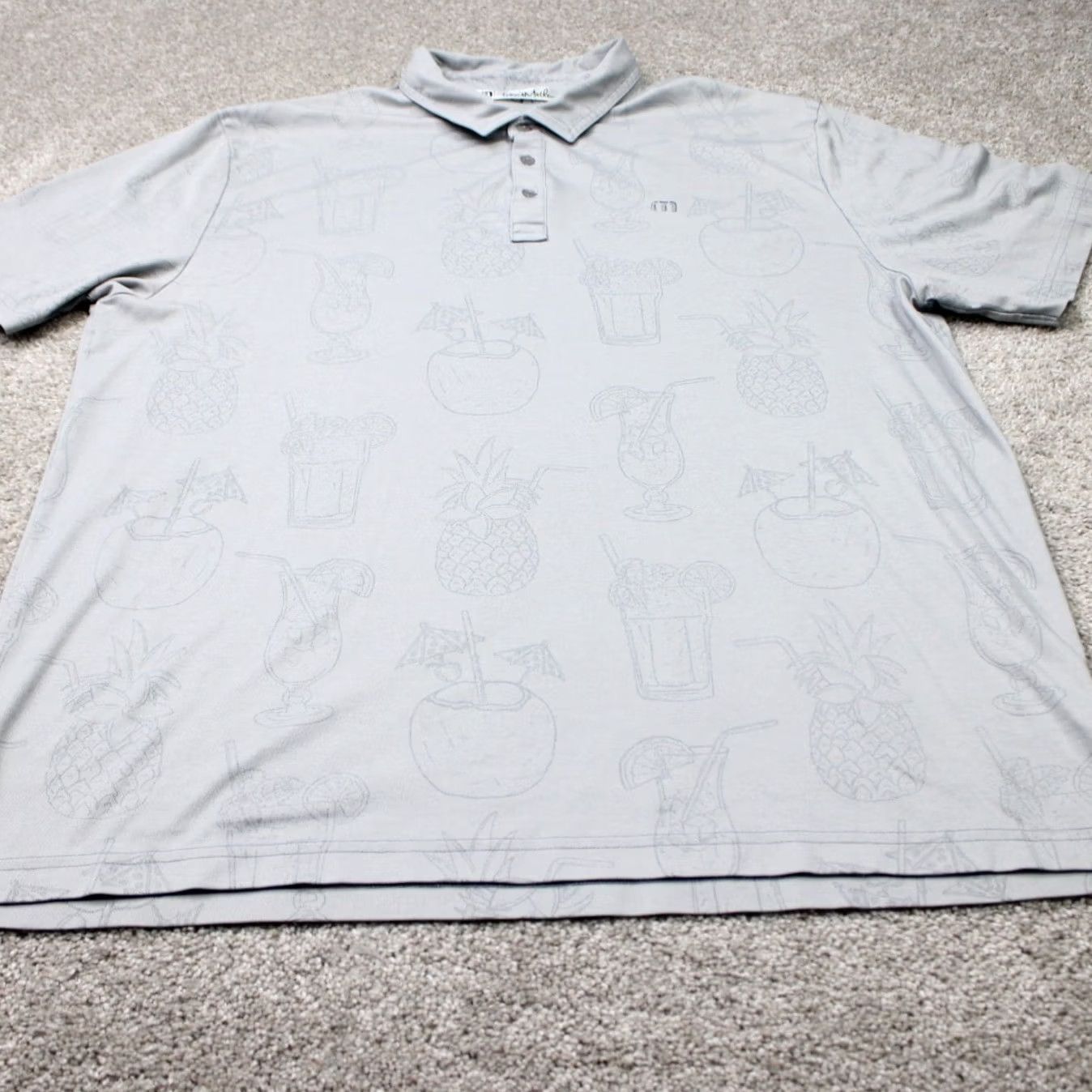 TravisMathew Travis Mathew Polo Shirt Men 2XL Gray Short Sleeve Graphic Print Pineapple Drink Golf S/S Polo Shirt Gr ay 2XL XXL Mens Gear Size US XXL / EU 58 / 5 - 3 Thumbnail