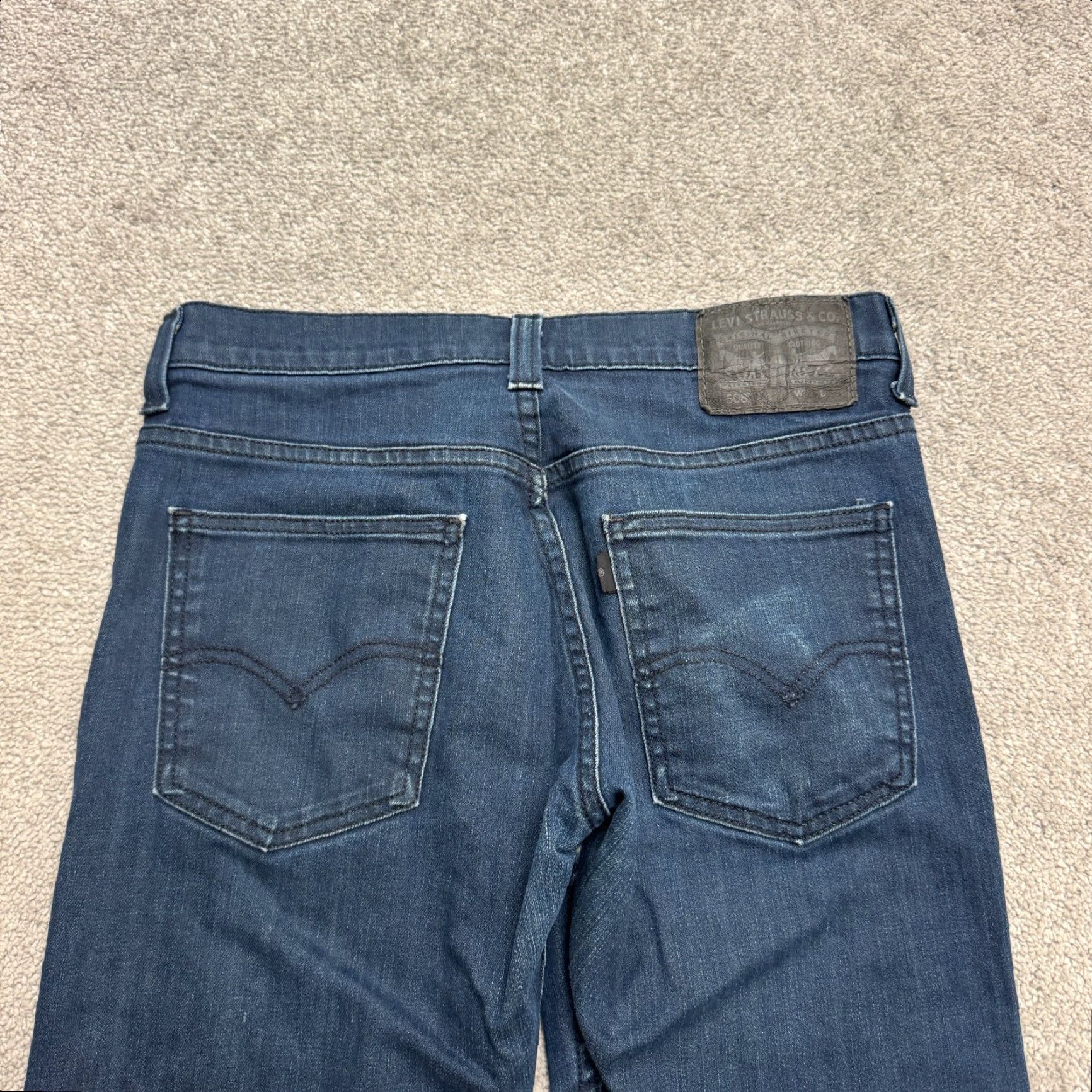 Levi's Levi's 508 Denim Jeans Mens 29x30 Blue Dark Wash Cotton Stretch Tapered Regular 5-Pocket USA Streetwear Mens Size US 29 - 4 Thumbnail