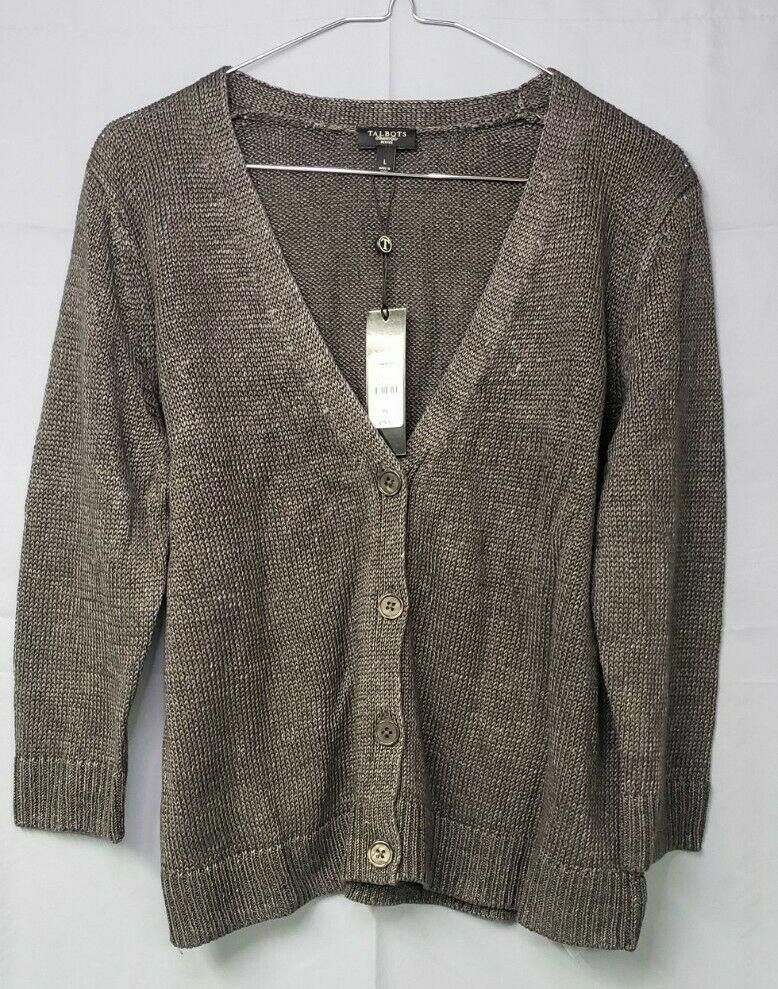 Designer NWT Talbots Petite Cardigan Grey Size Petite Large Size L / US 10 / IT 46 - 1 Thumbnail