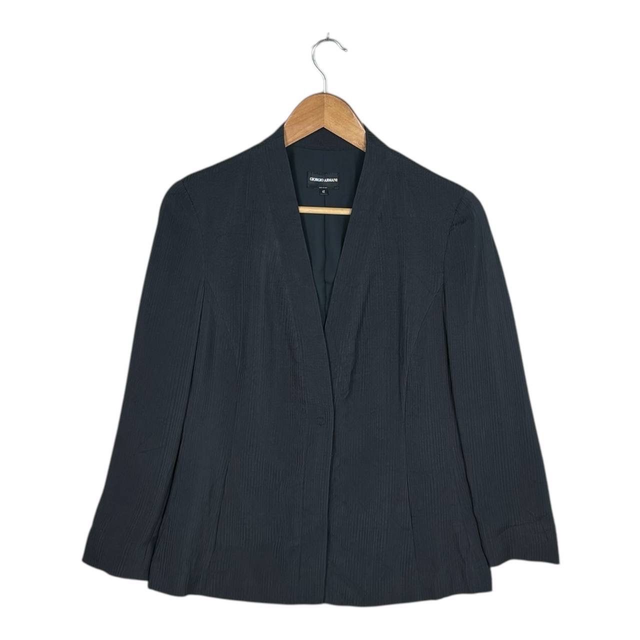 Giorgio Armani Vintage Giorgio Armani Black Textured Silk Blazer Jacket 42 Size M / US 6-8 / IT 42-44 - 1 Thumbnail