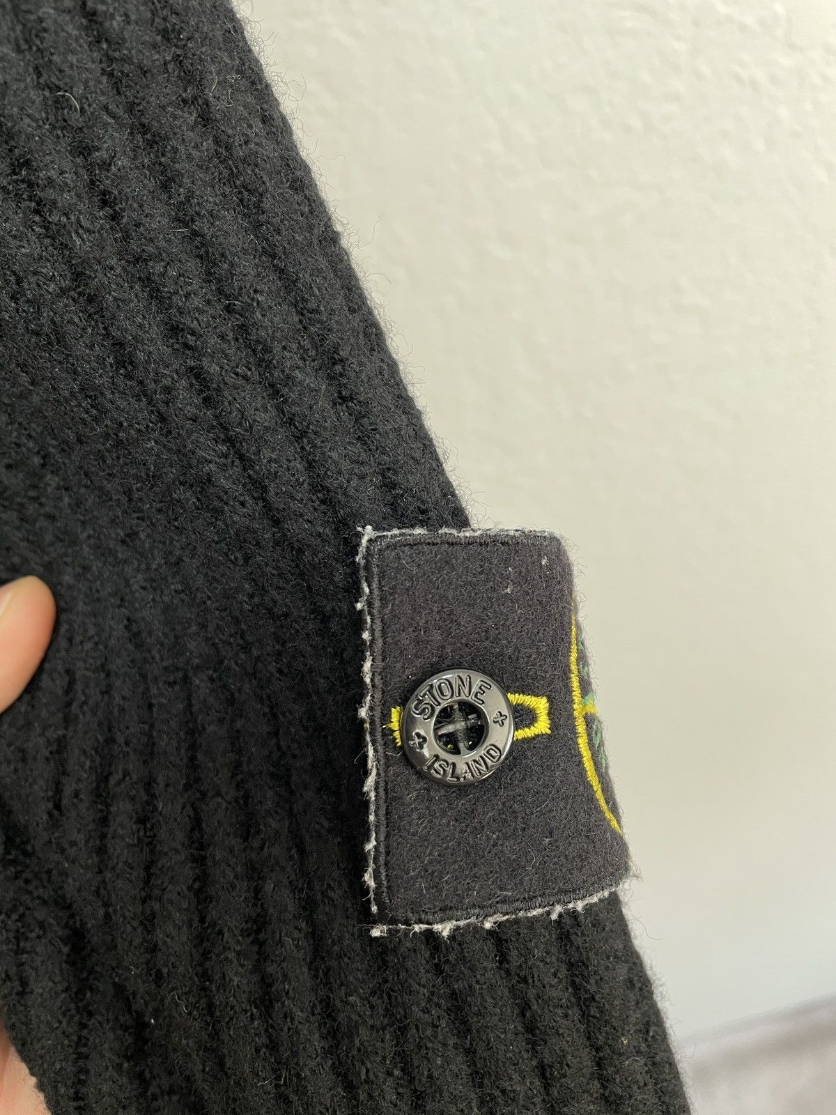 Vintage Stone Island Knitted Wool Sweater All Black Size M