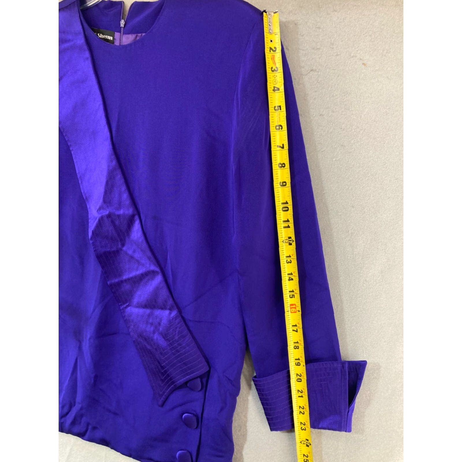 Vintage VINTAGE Roz Sherm Blouse Womens 12 Purple Silk 3/4 Sleeve 80s 90s USA MADE Size XL / US 12-14 / IT 48-50 - 5 Thumbnail