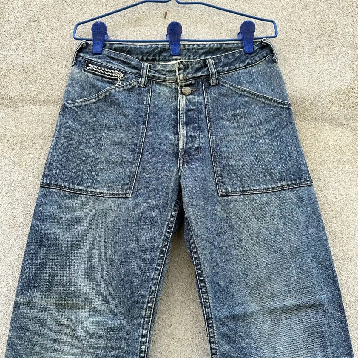 American Apparel SICKS 💥AMERICANA JEANS VINTAGE DENIM BLUE WASH BAKER PANTS Size US 27 - 5 Thumbnail
