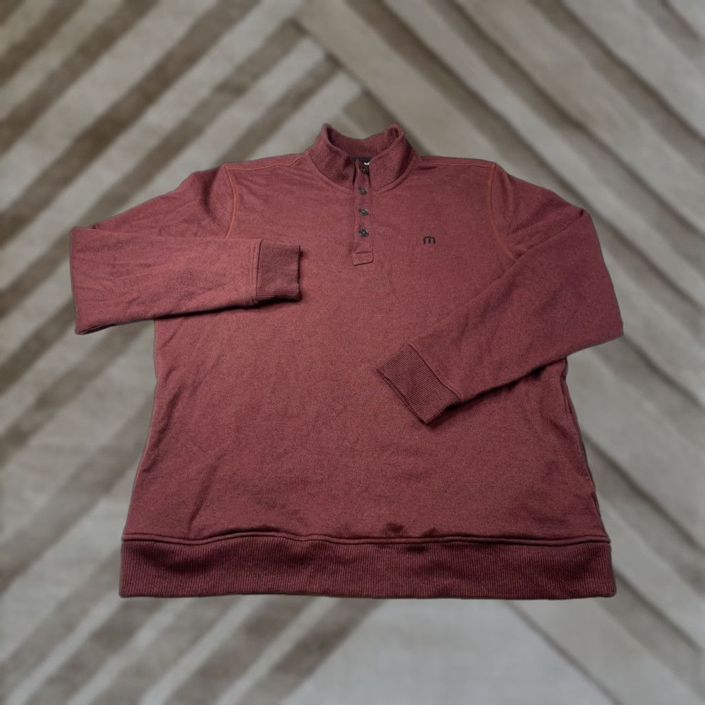 TravisMathew Travis Mathew Sweater Henley Long Sleeve Fleece Maroon Red XL Men’s Baseball Knit Pullover Golf Casual Workwear Size US XL / EU 56 / 4 - 1 Thumbnail