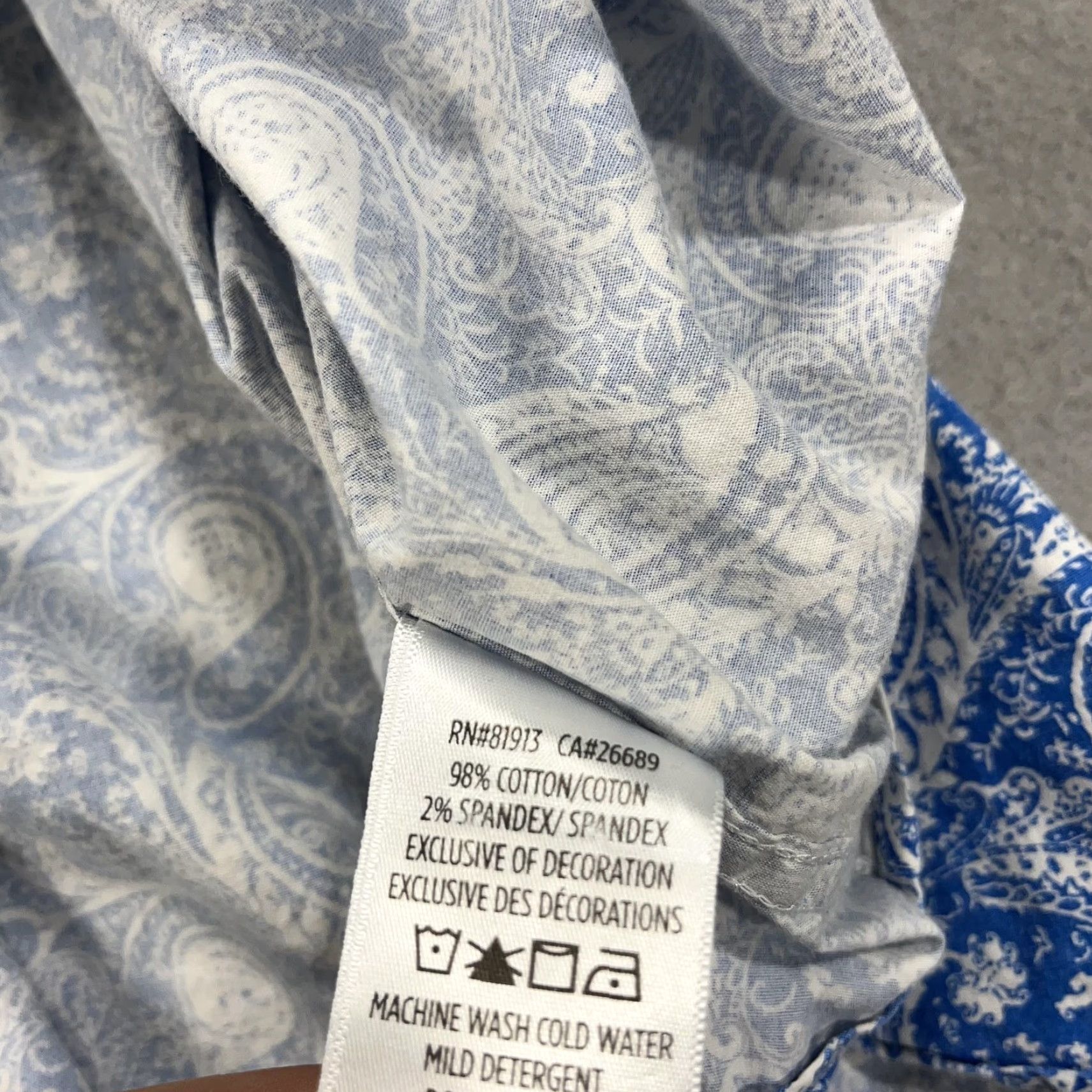 Robert Graham Robert Graham Shirt Mens XL Blue Paisley Classic Stretch Button Loud Flip Cuff Size US XL / EU 56 / 4 - 7 Thumbnail