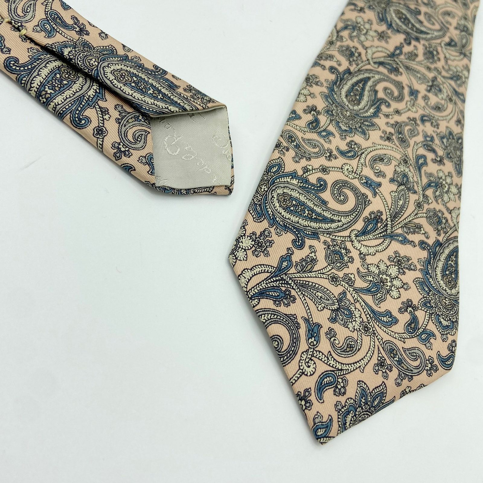 Oscar De La Renta Oscar de la Renta Silk Tie Pink Blue Paisley Jacquard Size ONE SIZE - 5 Thumbnail