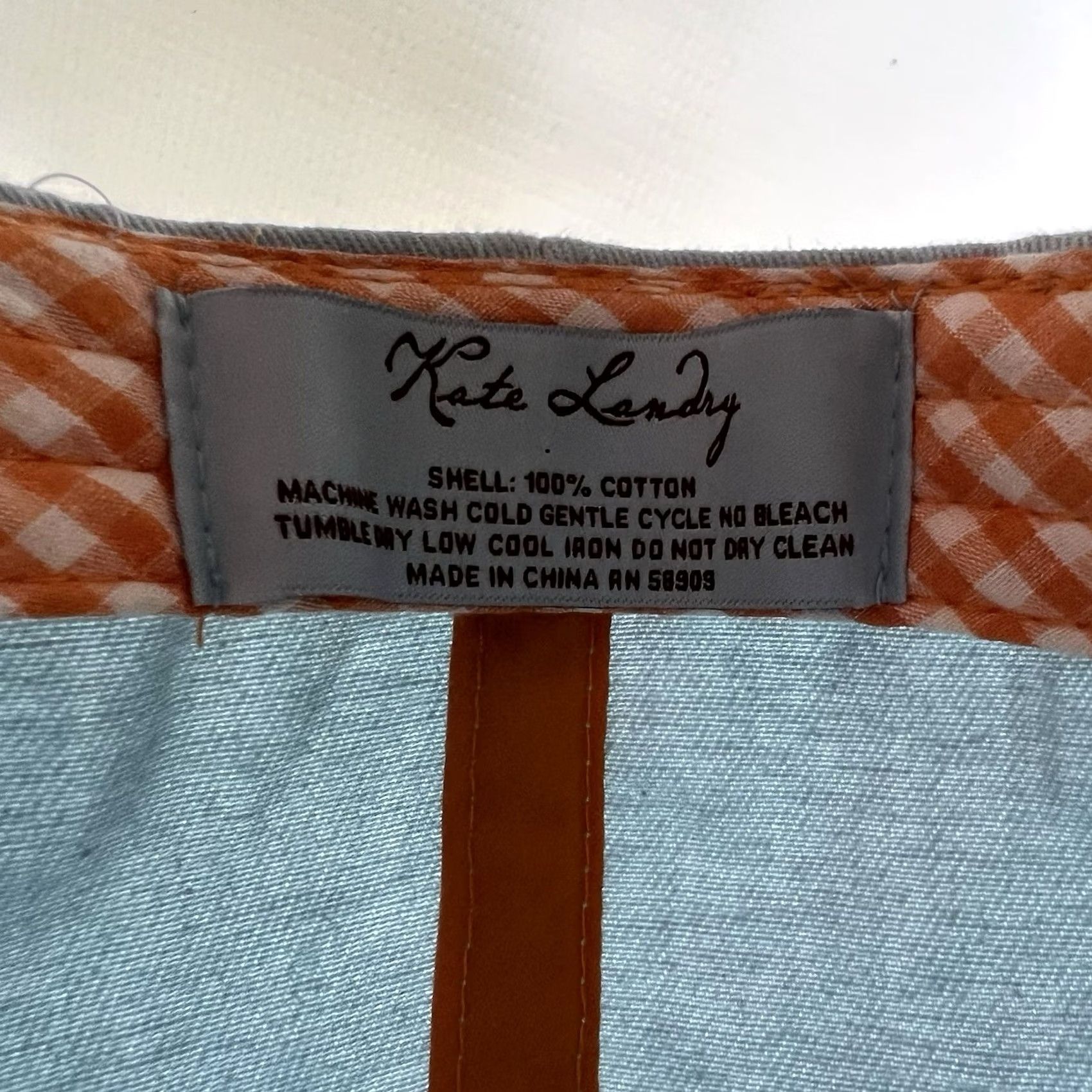 Vintage Kate Landry Hat Baseball Cap Blue Embroidered Orange Fish Adjustable Strap Women One Size Beach Nautical 80s 90s Boating Plaid Pattern Size ONE SIZE - 8 Thumbnail