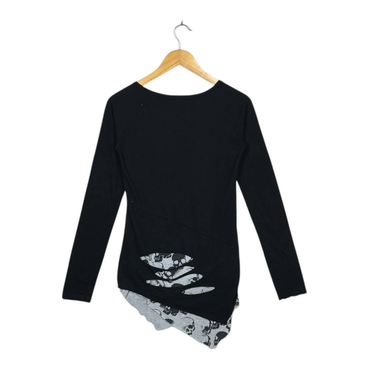 Japanese Brand Thrashed Mao Rico Skull Distressed Shirt Y2K Grunge Archive Size M / US 6-8 / IT 42-44 - 2 Thumbnail