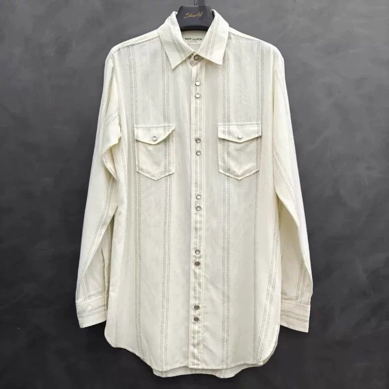 Saint Laurent Paris Saint Laurent Paris Saint Laurent Striped Button-Up Shirt Size US XS / EU 42 / 0 - 1 Thumbnail