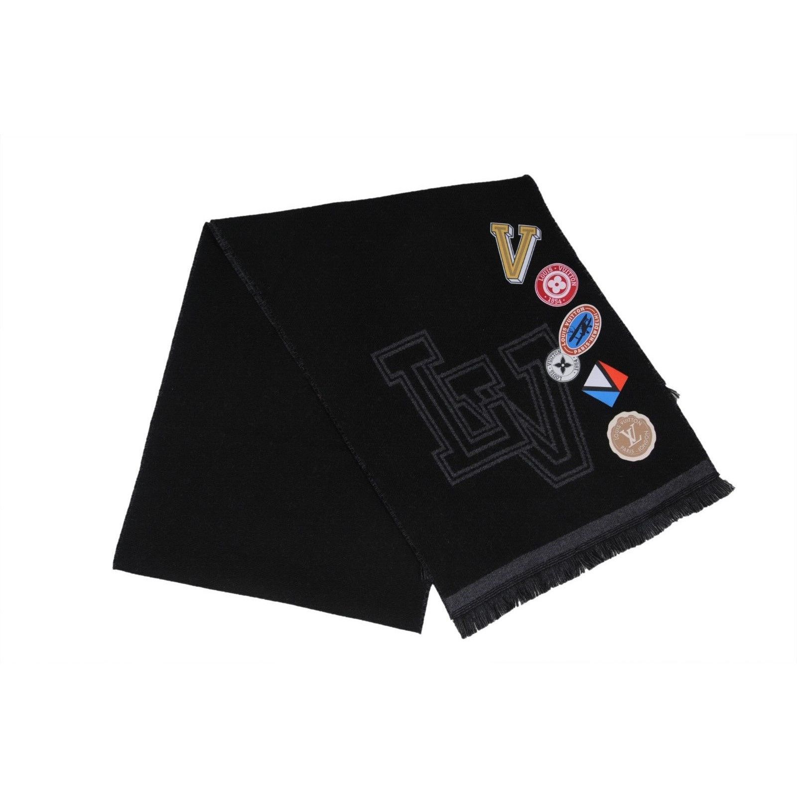 Louis Vuitton Lv Logo College University League Fringe Scarf Gray Black Size ONE SIZE - 11 Thumbnail