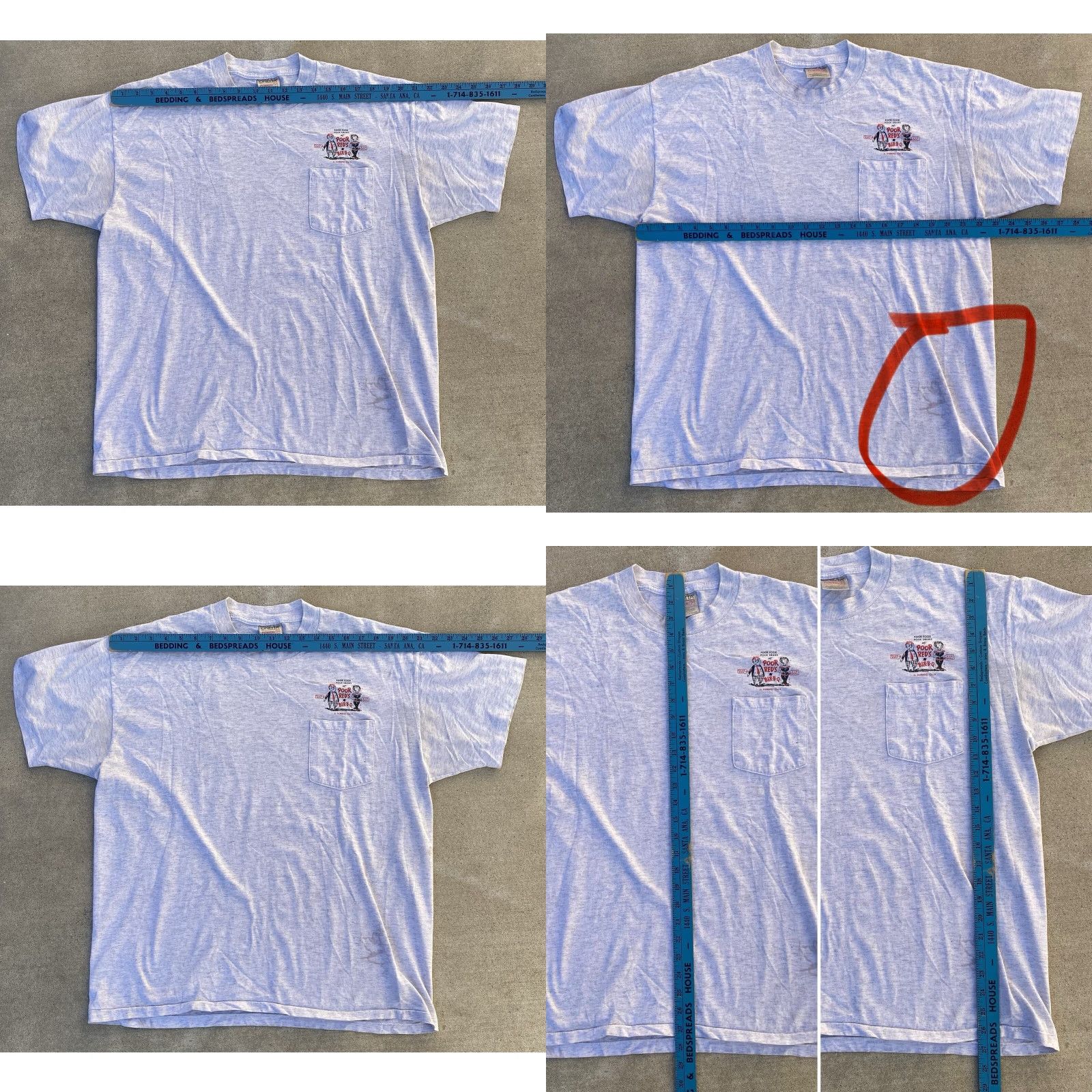 Vintage VINTAGE Oneita Poor Reds BarBQ 50 Golden Years Pocket Tee XL Red Mens T-Shirt California Cars 1990s Size US XL / EU 56 / 4 - 11 Thumbnail