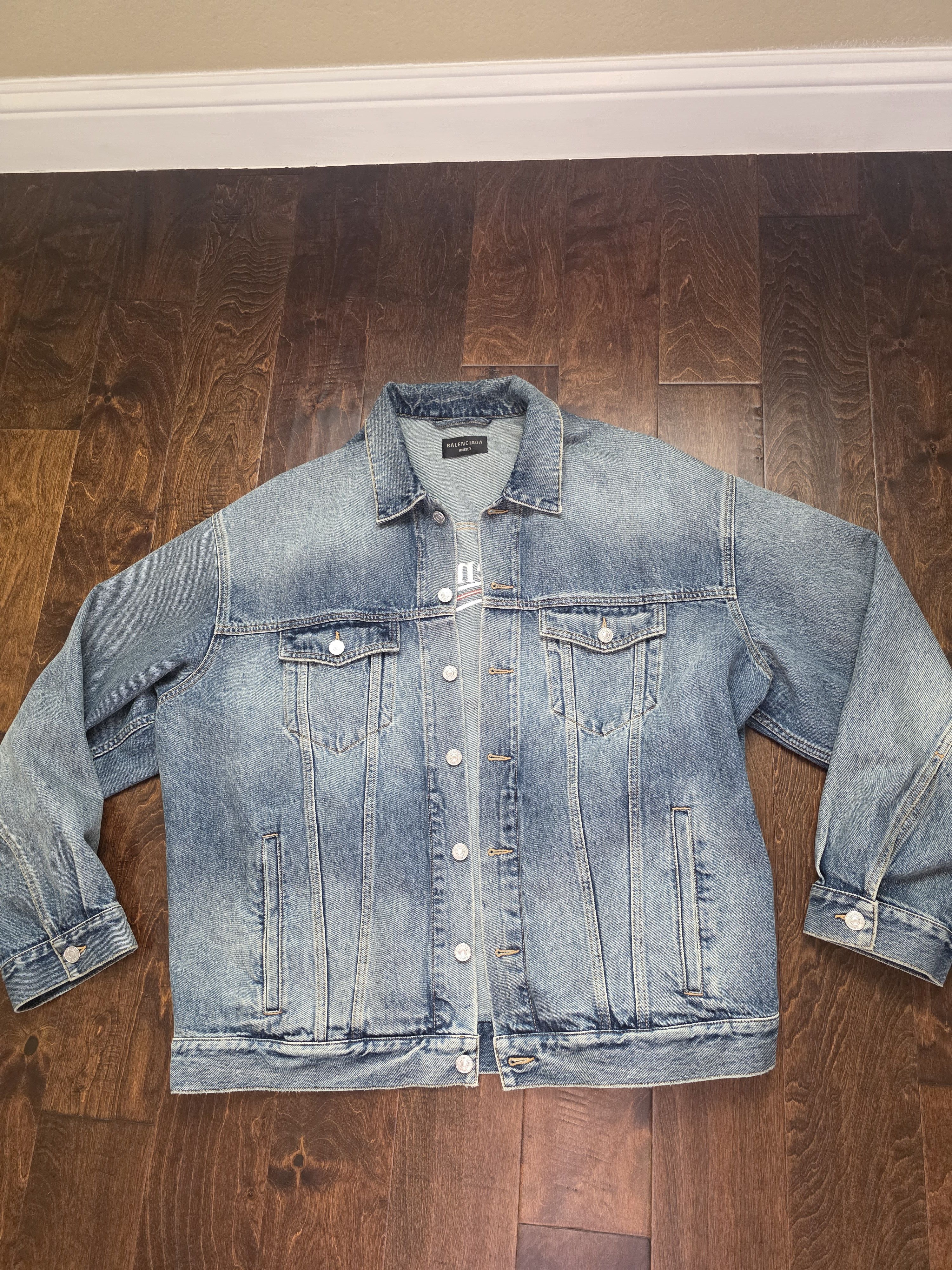 Balenciaga Balenciaga Tape Campaign Logo Denim Jean Jacket Sun Faded Size US M / EU 48-50 / 2 - 2 Thumbnail