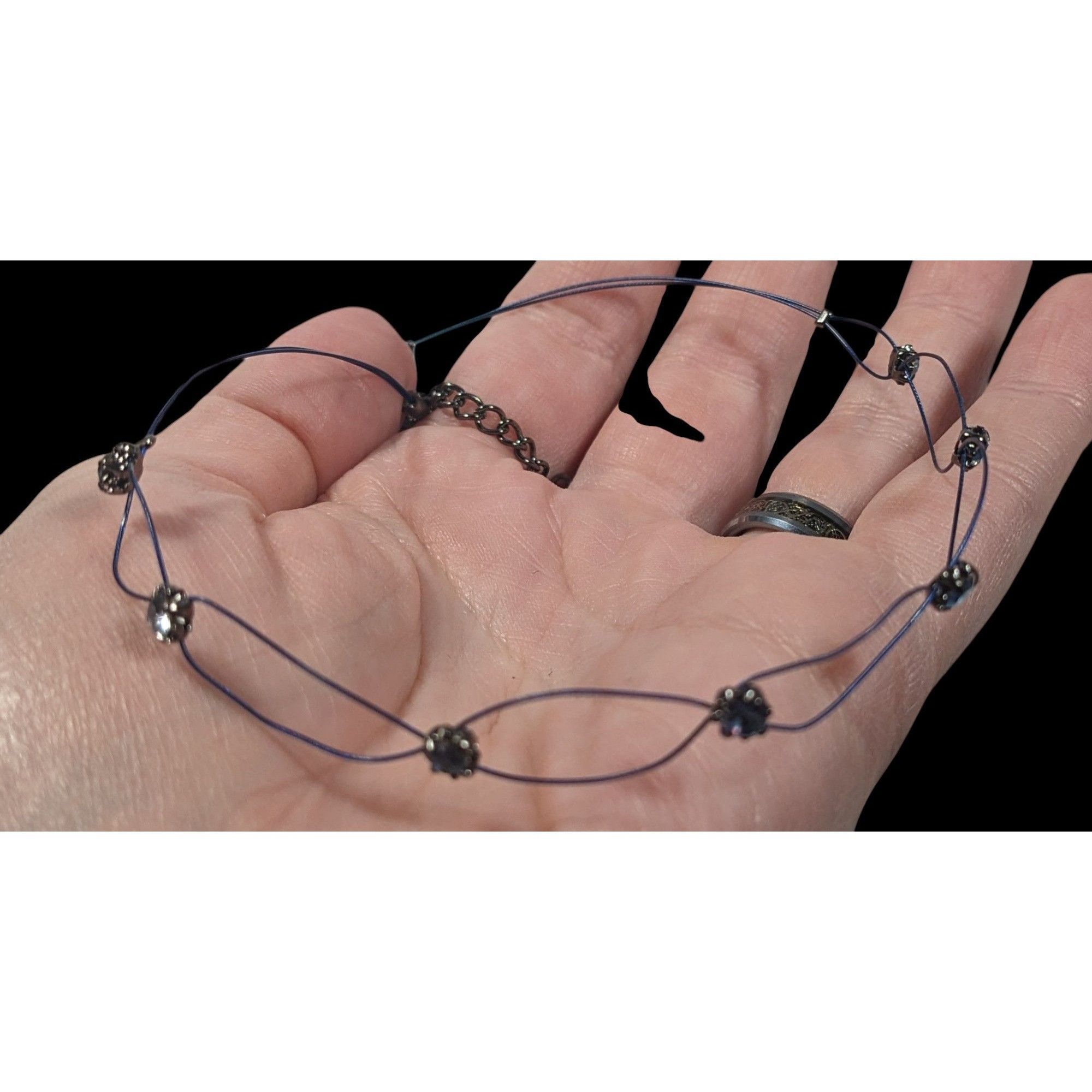 Other Handmade Blue Wire Clear Rhinestone Choker Necklace Size ONE SIZE - 4 Thumbnail