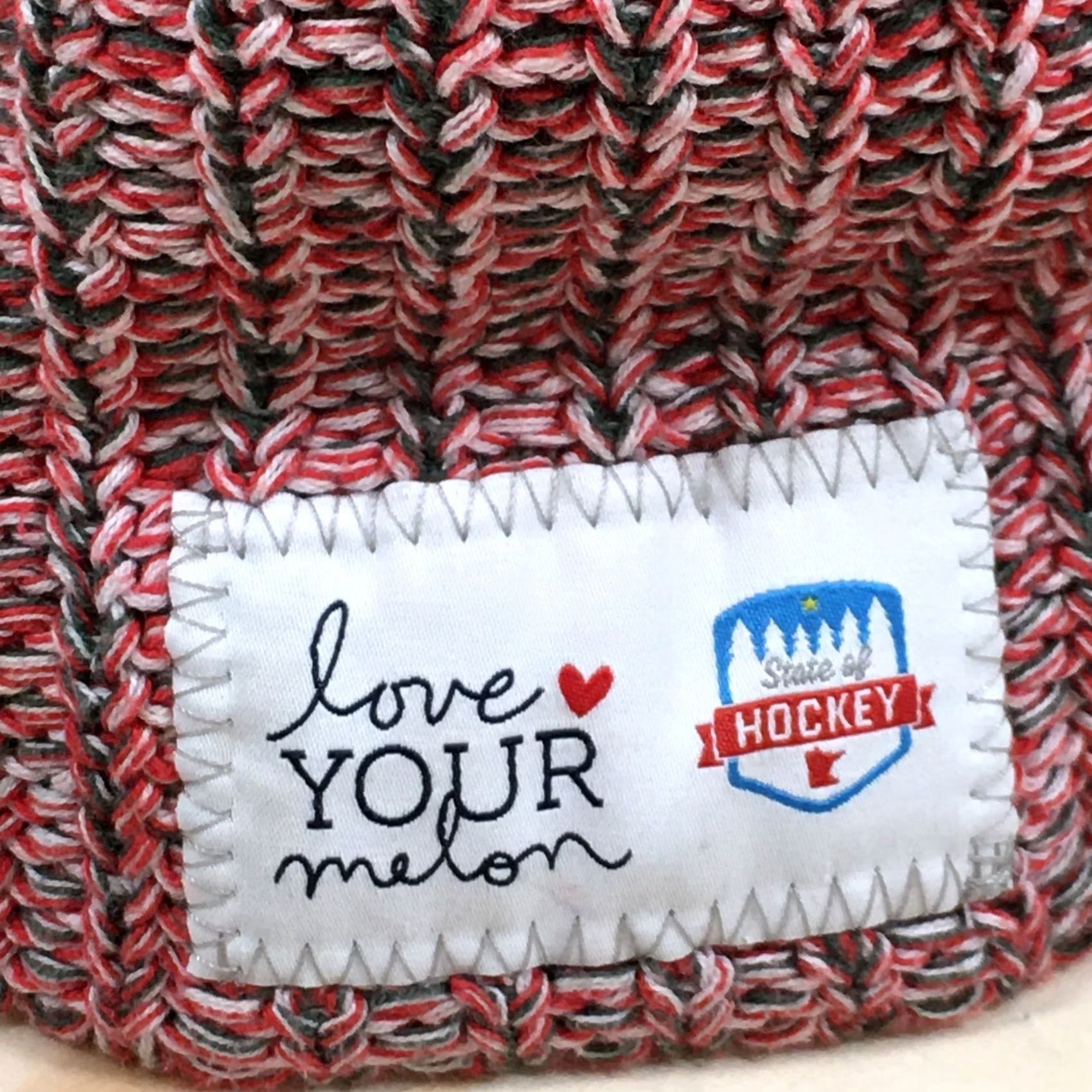Vintage Love Your Melon Beanie Hat Womens One Size Adjustable Cotton Red Winter Size ONE SIZE - 3 Thumbnail