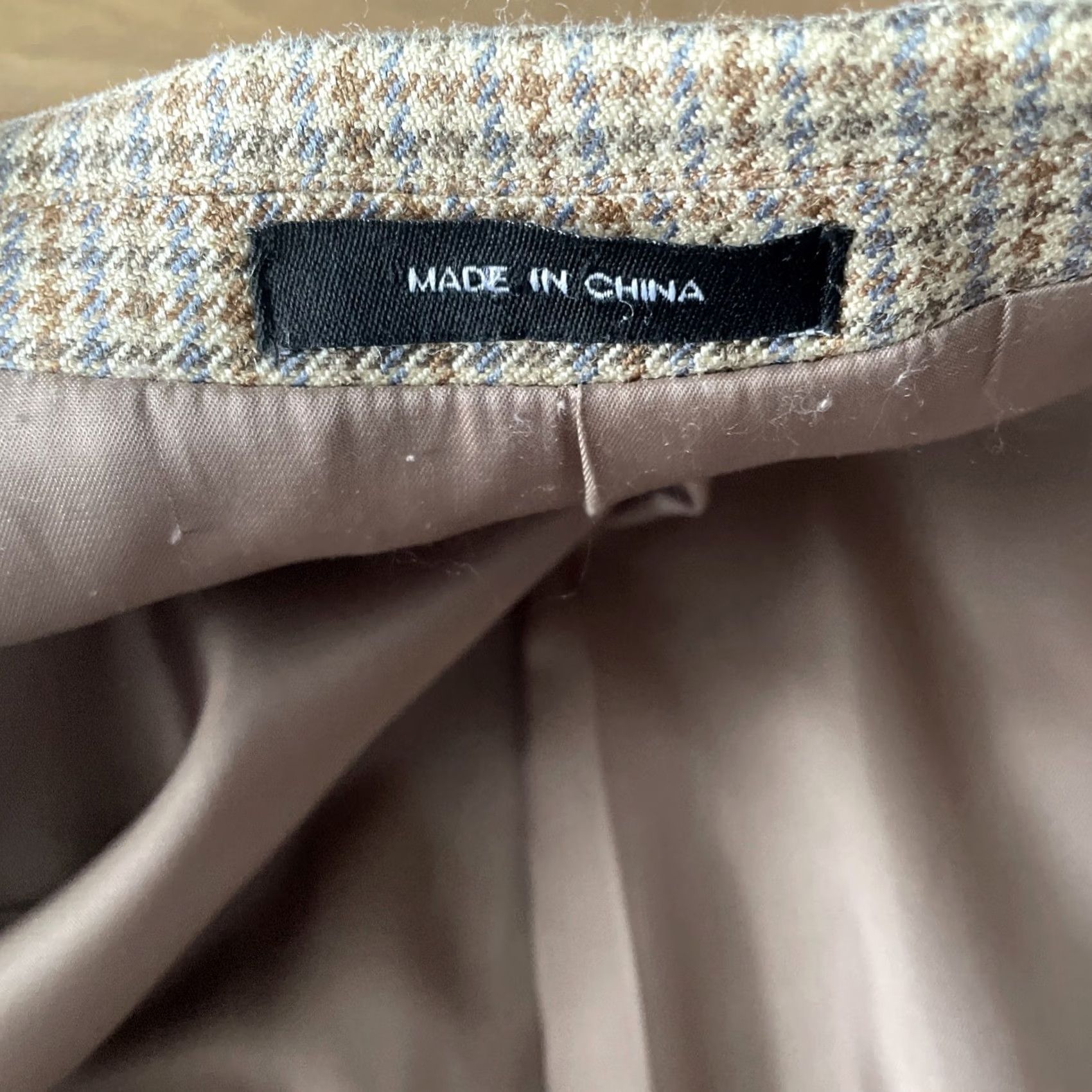 Chaps Chaps Blazer Men 46R Tan Houndstooth Silk Sport Jacket Single-Breasted Notch Lapel All Seasons Office Size 46R - 7 Thumbnail