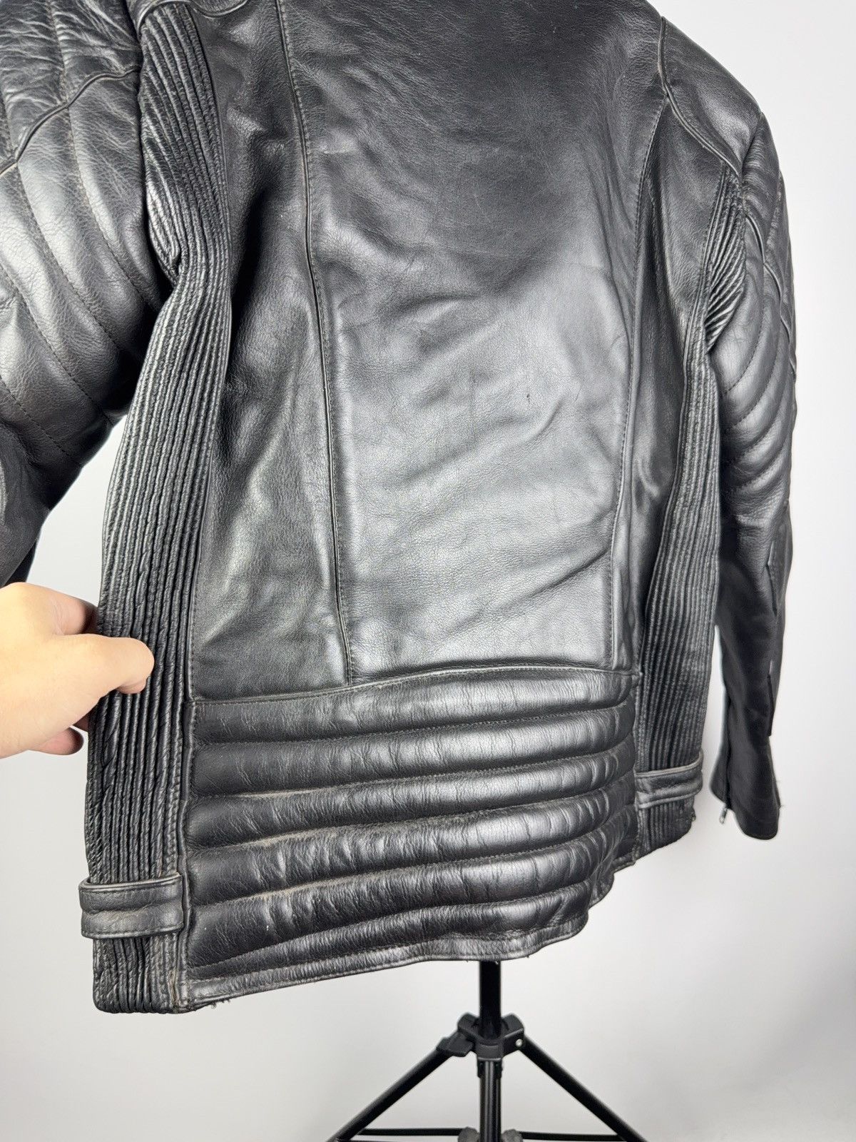 Leather Vntg 00s Heavy Leather Racing MOTO Bomber Jacket Punk Size US S / EU 44-46 / 1 - 14 Thumbnail