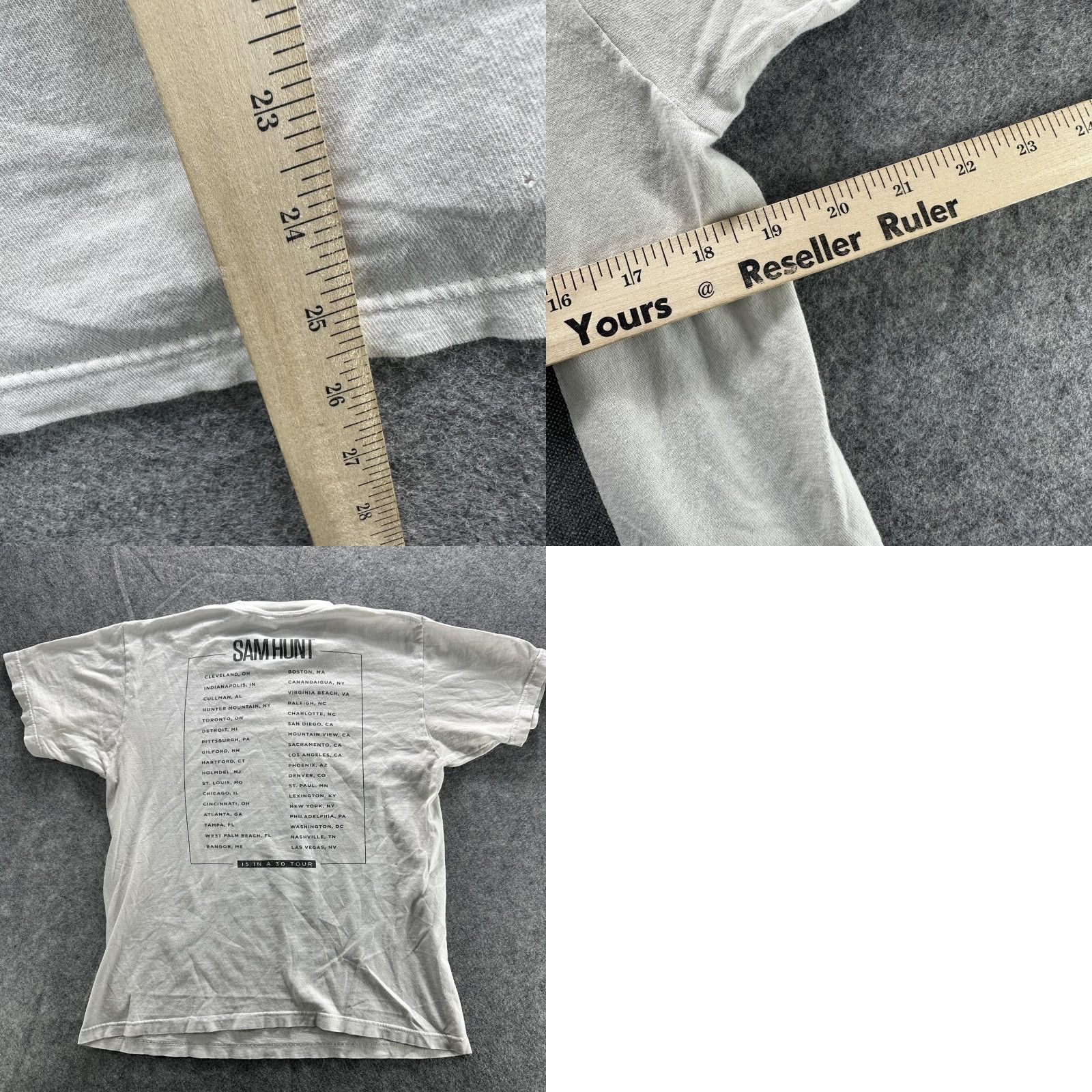 Vintage Sam Hunt Shirt Mens Medium White 15 In A 30 Tour Concert Tee Graphic Print Short Sleeve Crew Neck Size US M / EU 48-50 / 2 - 8 Thumbnail