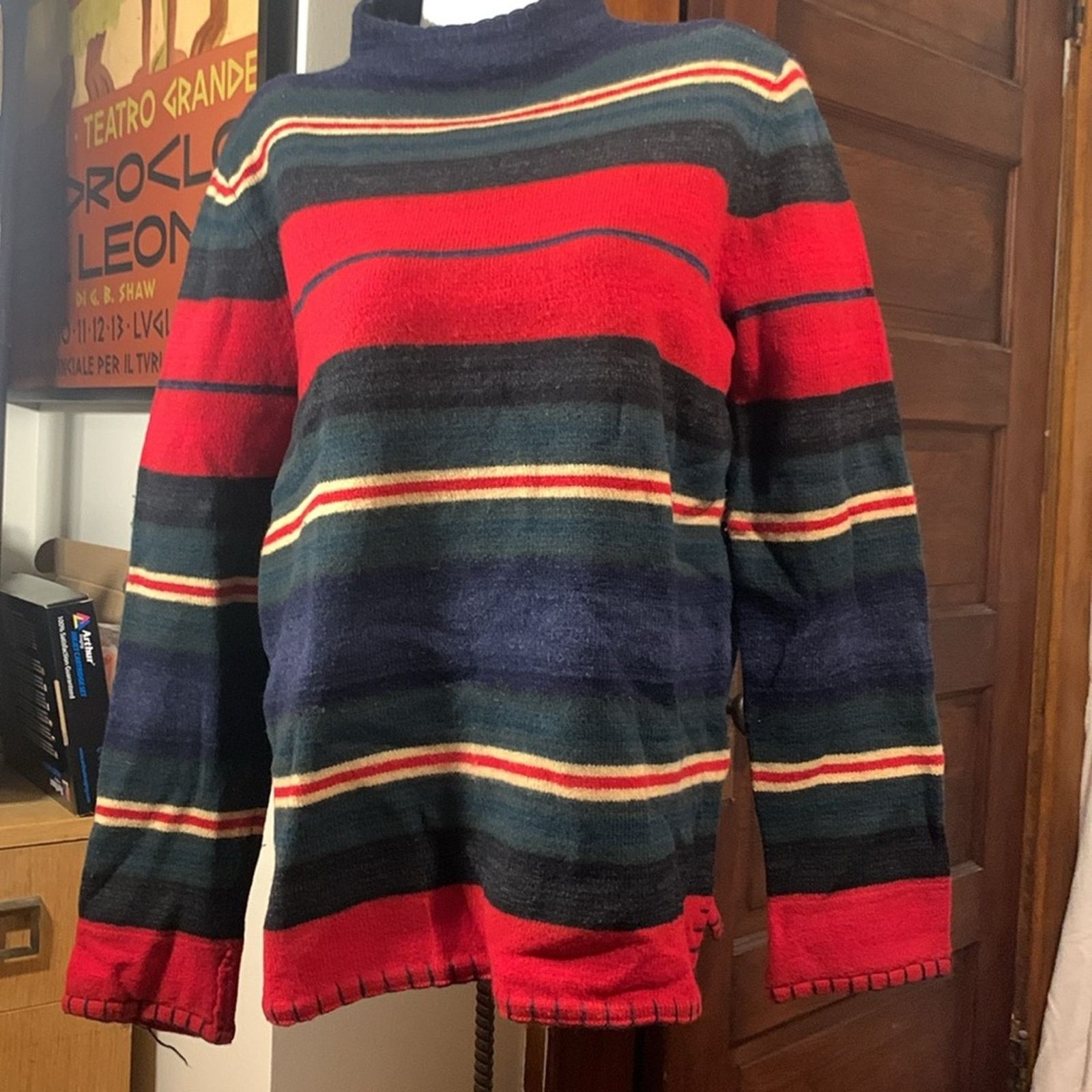 Lauren Ralph Lauren Ralph Lauren wool sweater blanket stripes western rugged Size L / US 10 / IT 46 - 3 Thumbnail