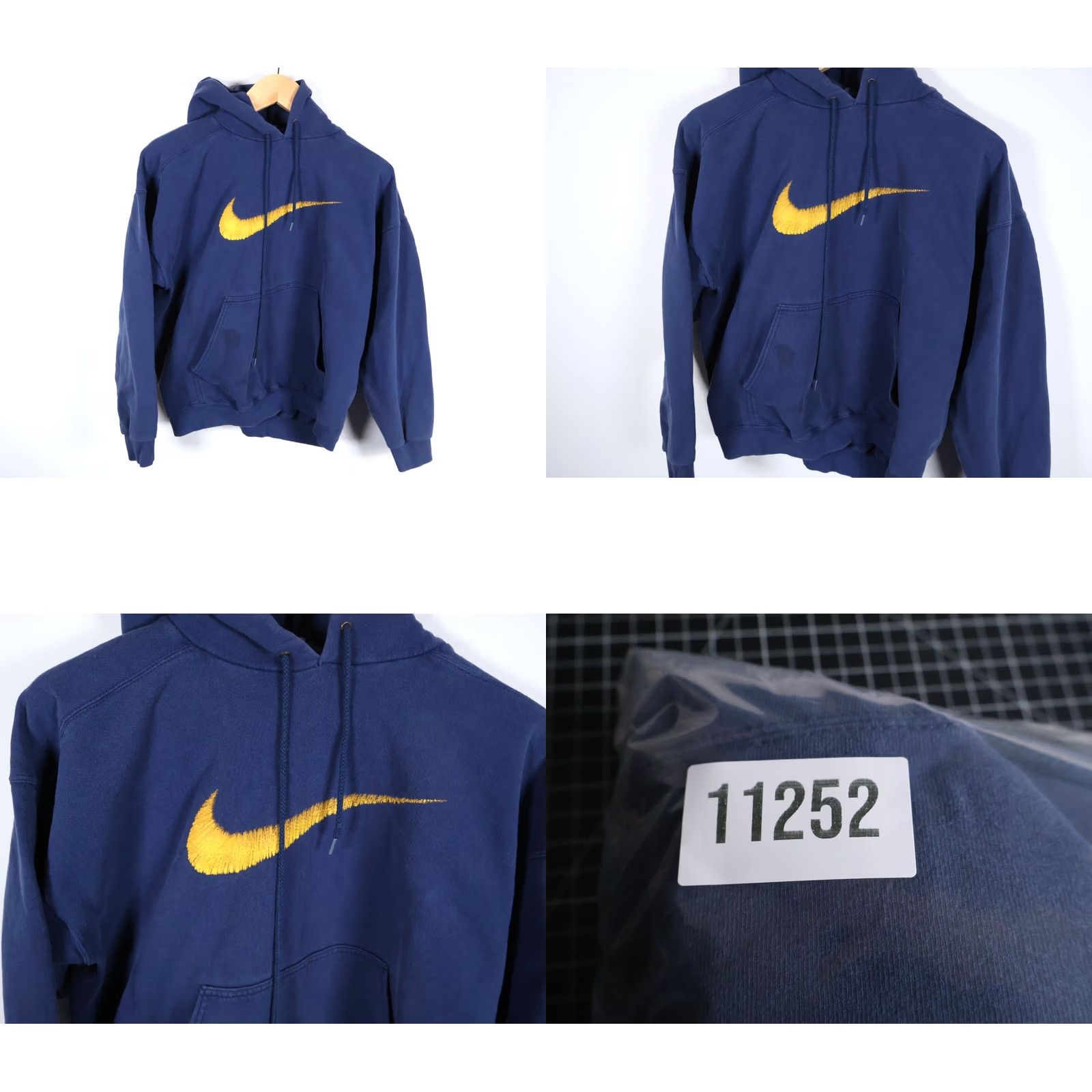 Nike VINTAGE Nike Center Swoosh Hoodie Mens Medium Dark Blue Sweatshirt USA Made VTG Size US M / EU 48-50 / 2 - 9 Thumbnail