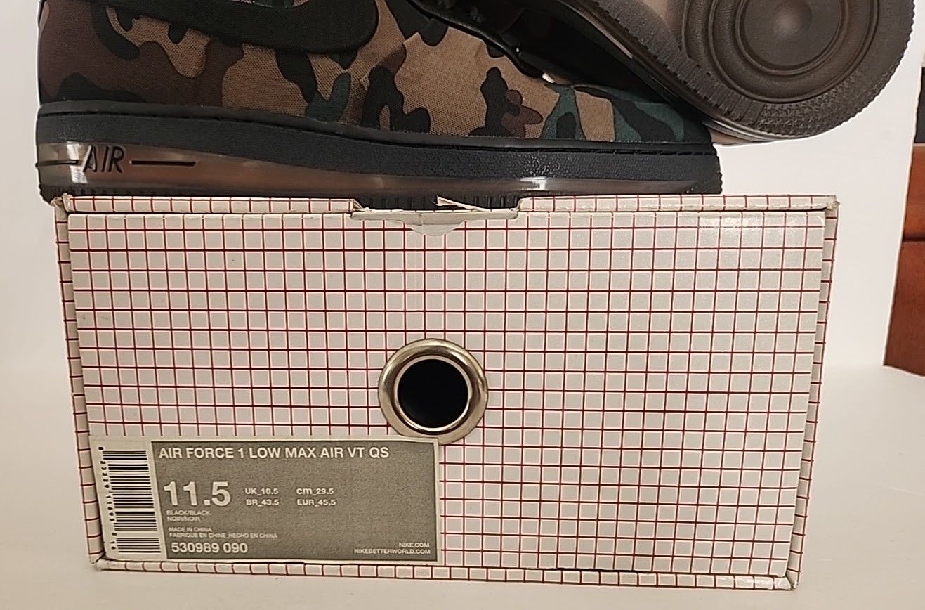 Nike sz. 11.5 Nike Air Force 1 Low Max Air VT QS Camo 530989 090 Size US 11.5 / EU 44-45 - 5 Thumbnail