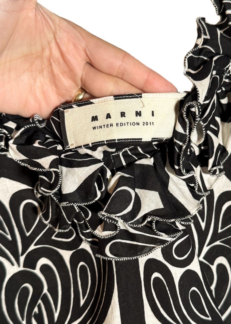 Marni Marni 2011 Black Ivory Cotton Ruffle Sleeveless Dress Size M / US 6-8 / IT 42-44 - 6 Thumbnail