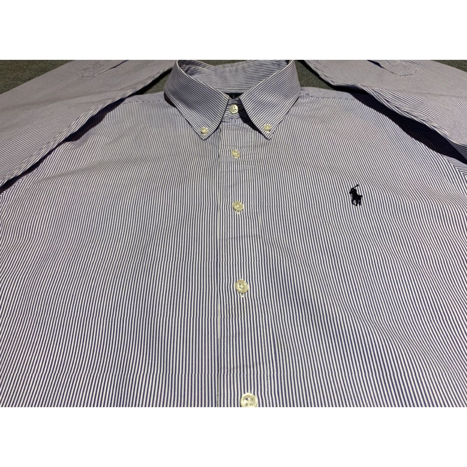 Ralph Lauren VINTAGE Ralph Lauren Men’s Button-Front Long Sleeve Shirt Cotton Blue Striped Large Size US L / EU 52-54 / 3 - 2 Thumbnail