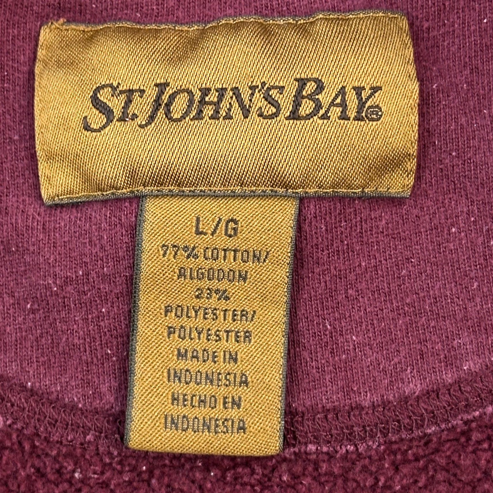 Vintage VINTAGE St Johns Bay Pullover Mens Large Burgundy Fleece 1/4 Zip Sweatshirt Y2K Size US L / EU 52-54 / 3 - 5 Thumbnail