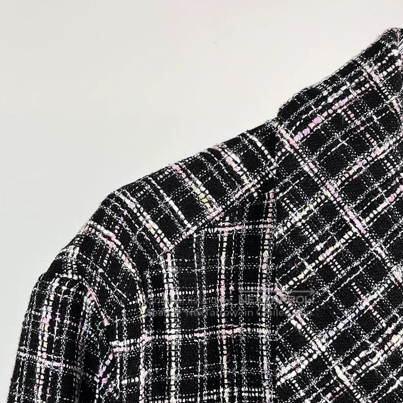 Chanel Chanel Black and pink plaid tweed braided strap coat Size XXS / US 00 / IT 34 - 3 Thumbnail
