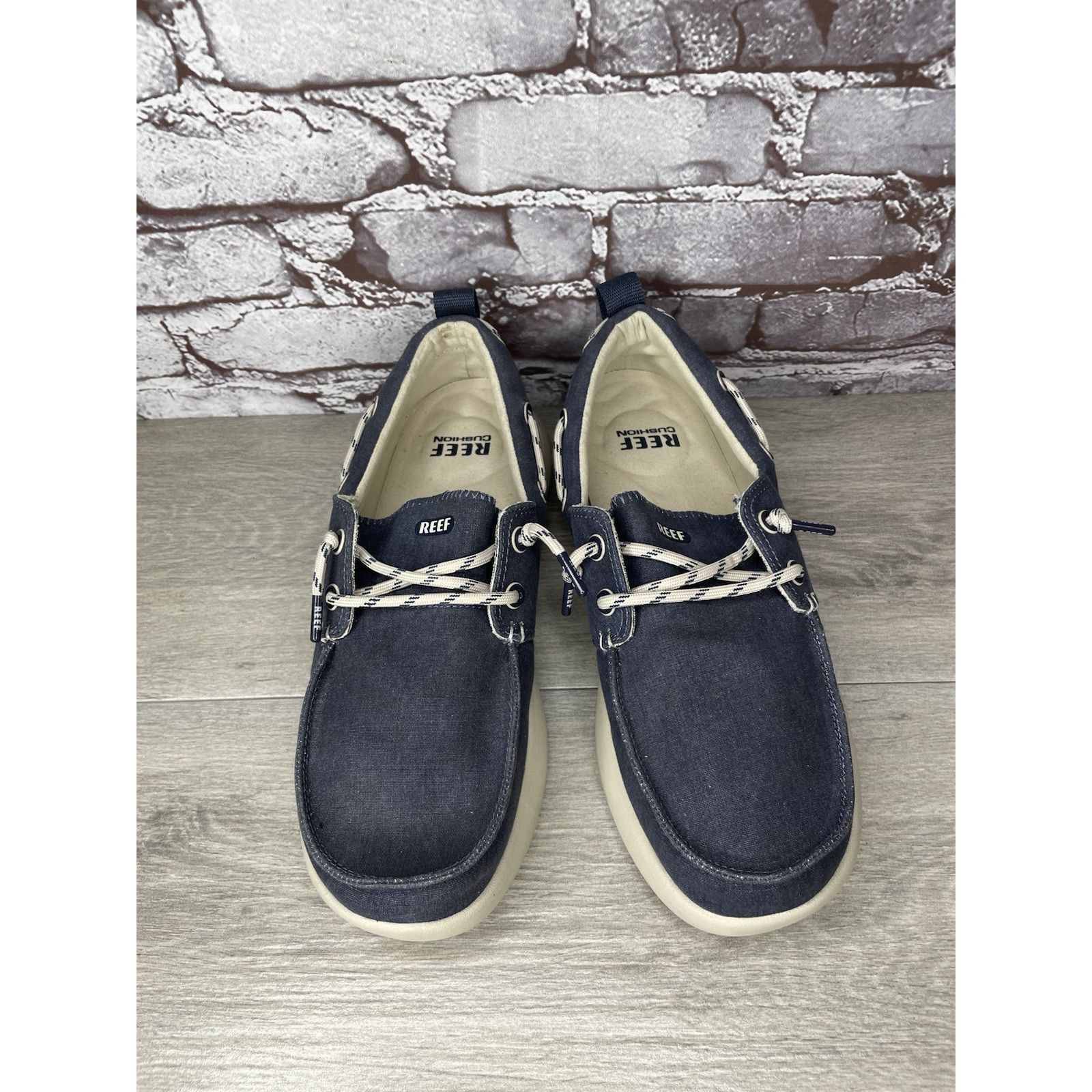REEF Reef Swellsole Pier Shoes Navy Blue Canvas Fabric Boat Shoes Size US 11 / EU 44 - 19 Thumbnail