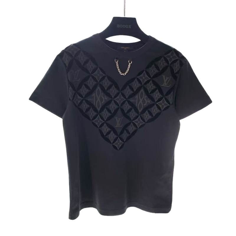 Louis Vuitton LOUIS VUITTON LOGO BLACK CREWNECK T-SHIRT FOR JAPAN