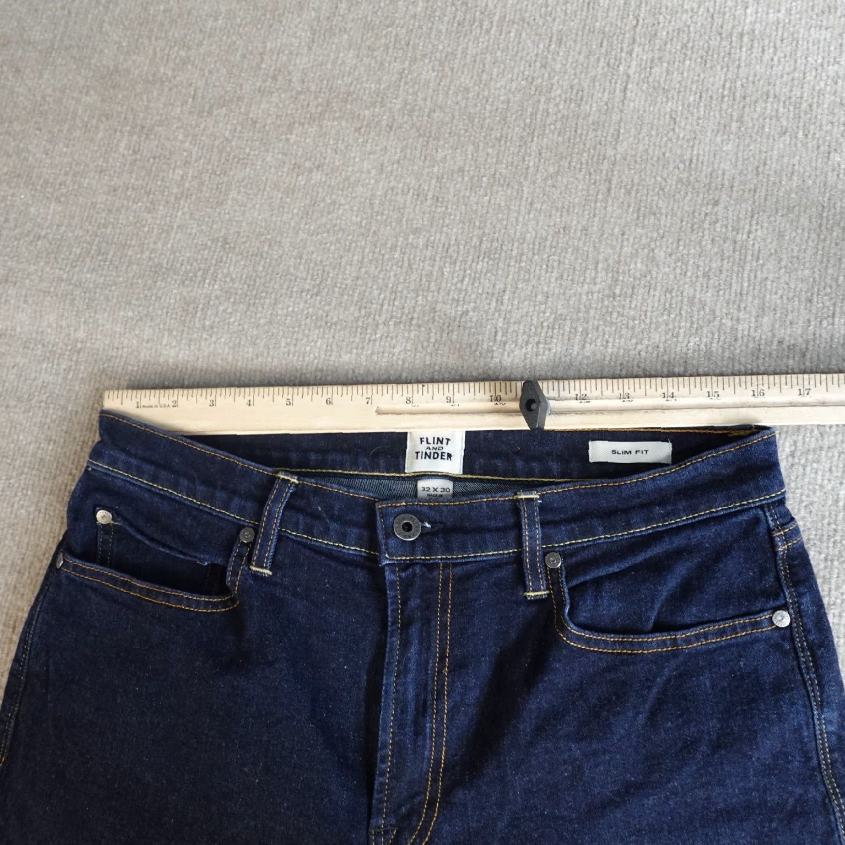 Vintage Flint & Tinder Jeans Slim Straight Blue 29 Inseam 5-Pocket Denim Cotton Spandex Belt Loops USA Regular Men’s Size 30? Size US 30 / EU 46 - 4 Thumbnail