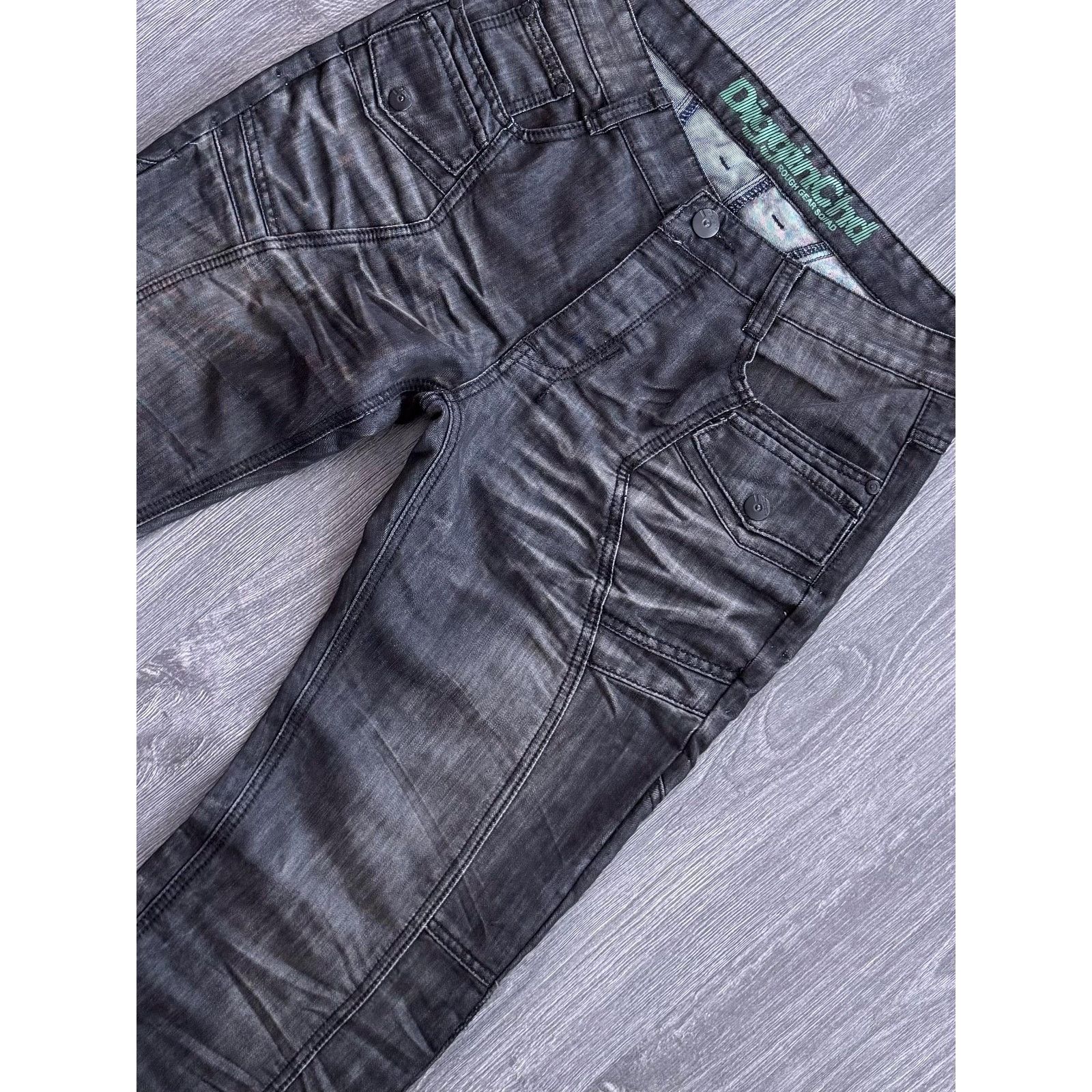 Japanese Brand Y2K Black Avantgarde Washed Crinkled Jeans Size US 33 - 3 Thumbnail