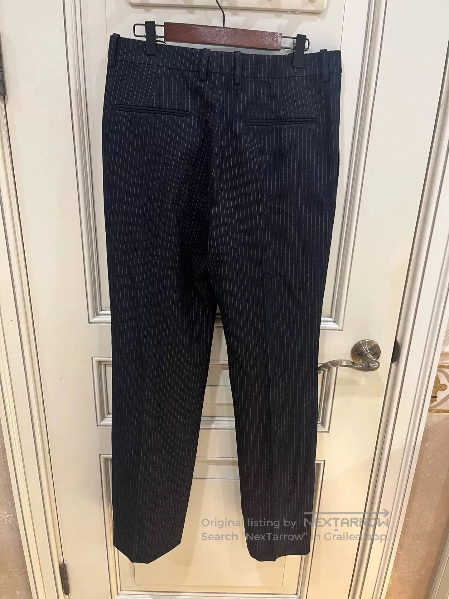 Saint Laurent Paris Saint Laurent Black Pinstripe Wool Trousers. Size 41" - 5 Thumbnail