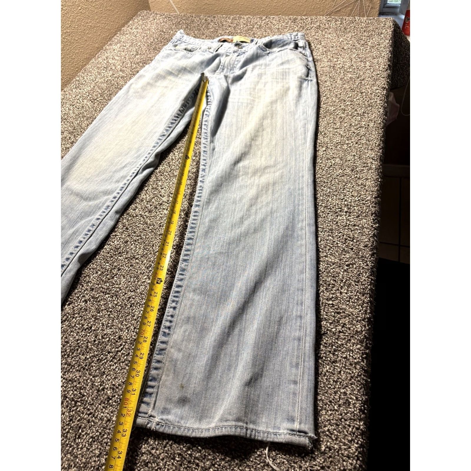 Denime BIG STAR Voyager Straight Jeans Mens 34x32 Blue Distressed Denim Light Wash Jeans Mens Regular 34 Blue Distressed Pockets Vintage: No 90s? Size US 34 / EU 50 - 5 Thumbnail