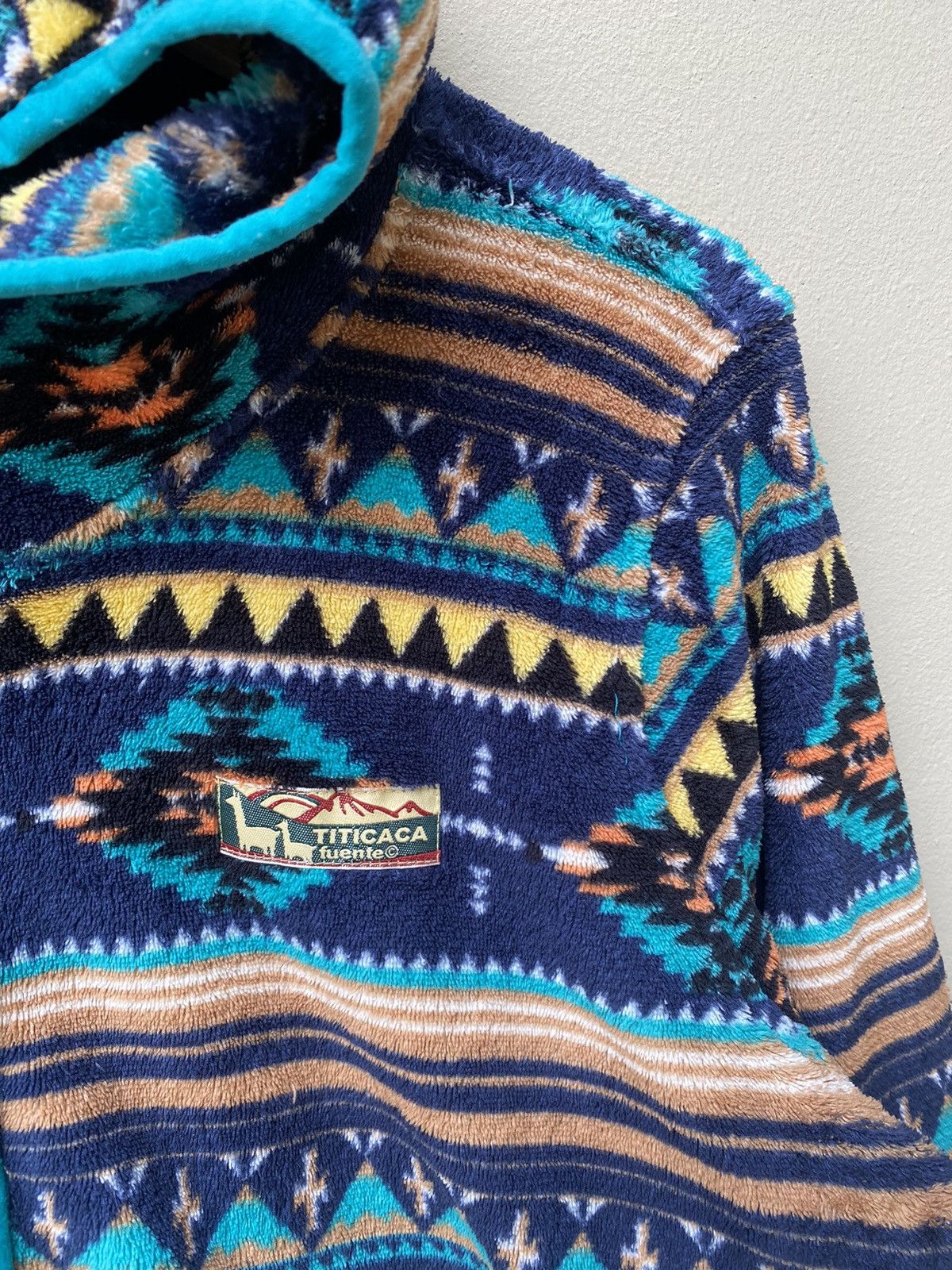Native RARE VINTAGE TITICACA STYLE NAVACO DESIGN FLEECE JACKET Size US M / EU 48-50 / 2 - 8 Thumbnail